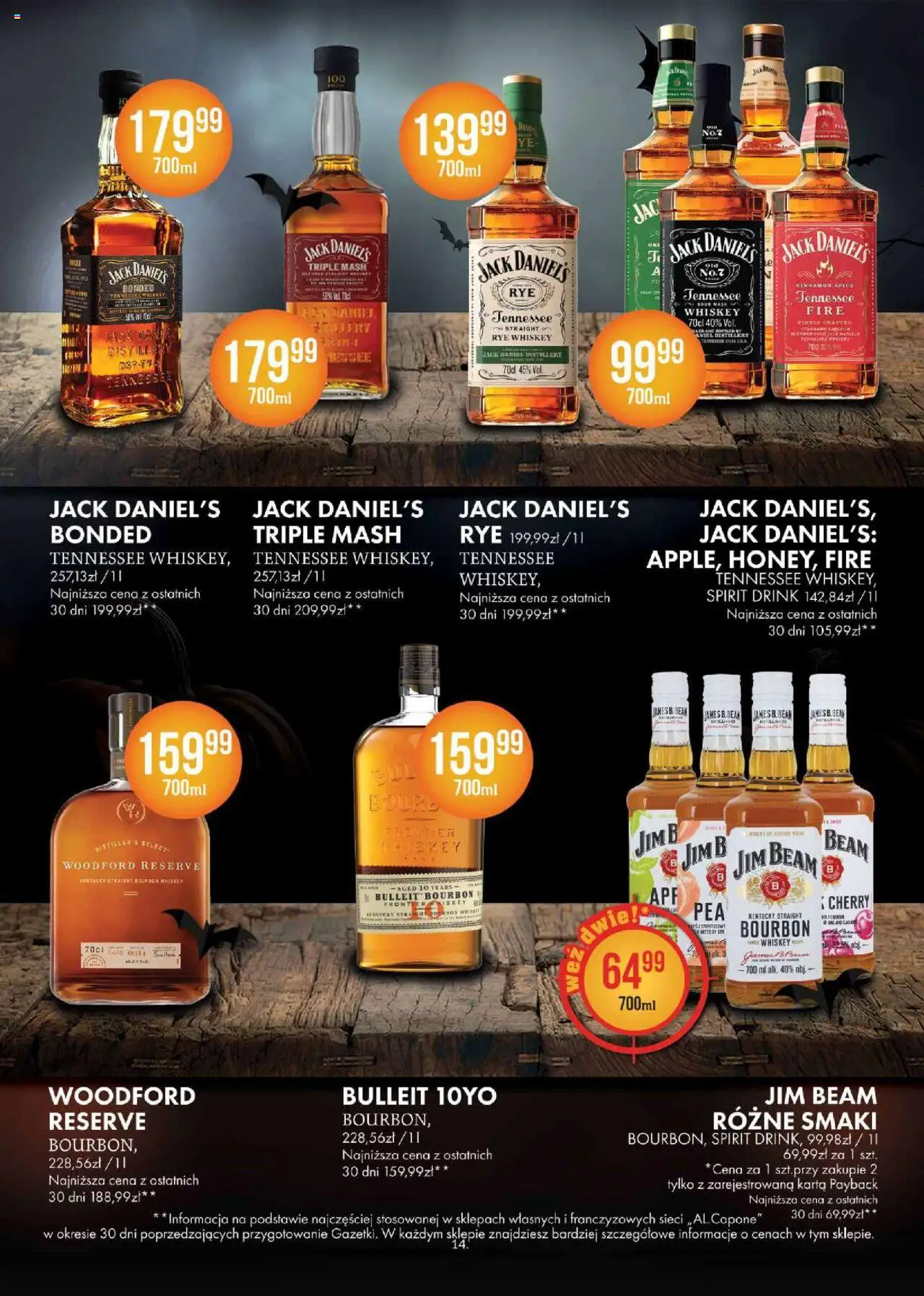 Al.Capone Gazetka od 13.10.2025 | Strona: 14 | Produkty: Karta, Bourbon, Jim Beam, Jack Daniel's