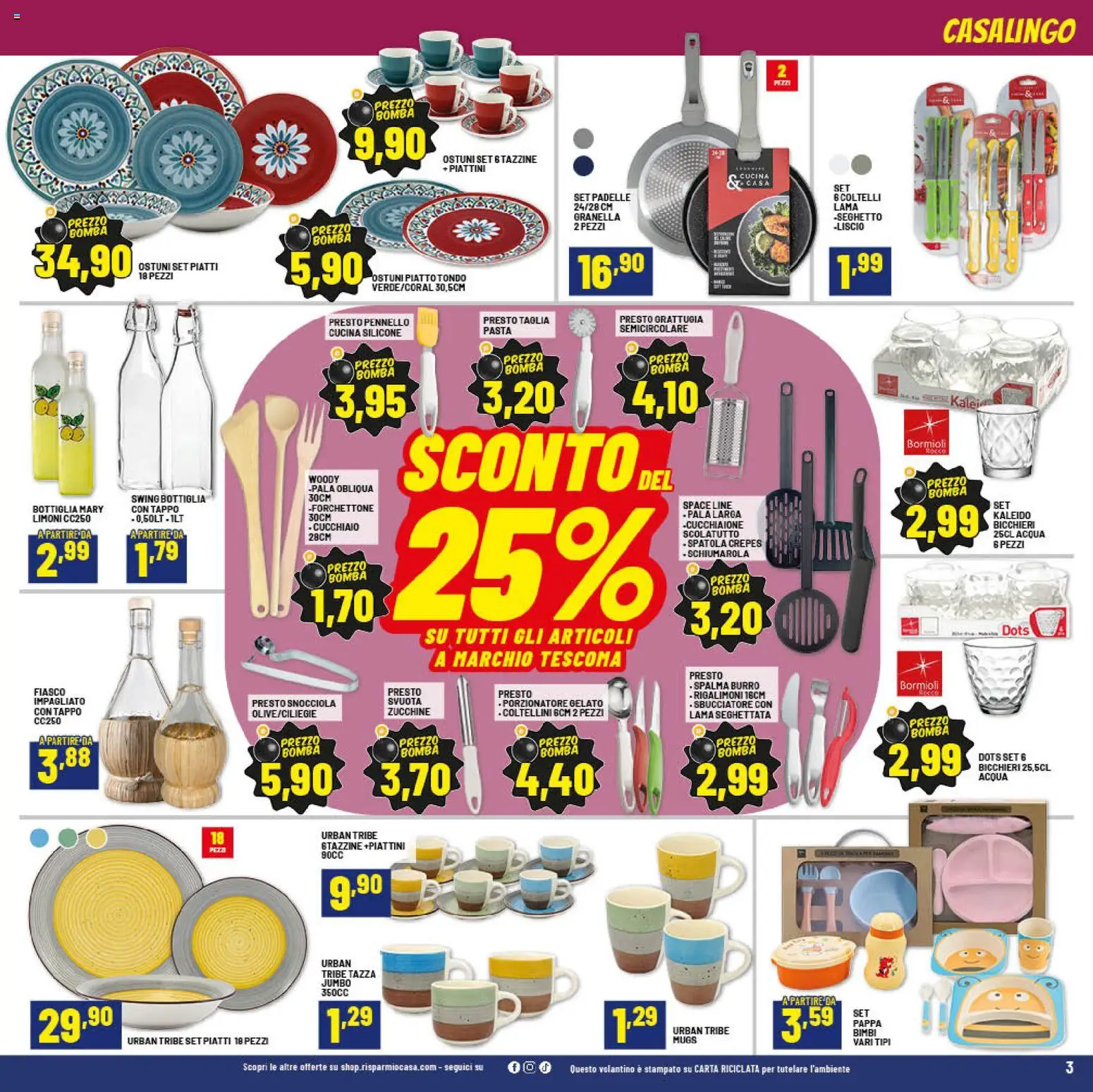 Volantino RisparmioCasa del 15.04.2026 | Pagina: 3 | Prodotti: Pasta, Pennello, Spatola, Zucchine