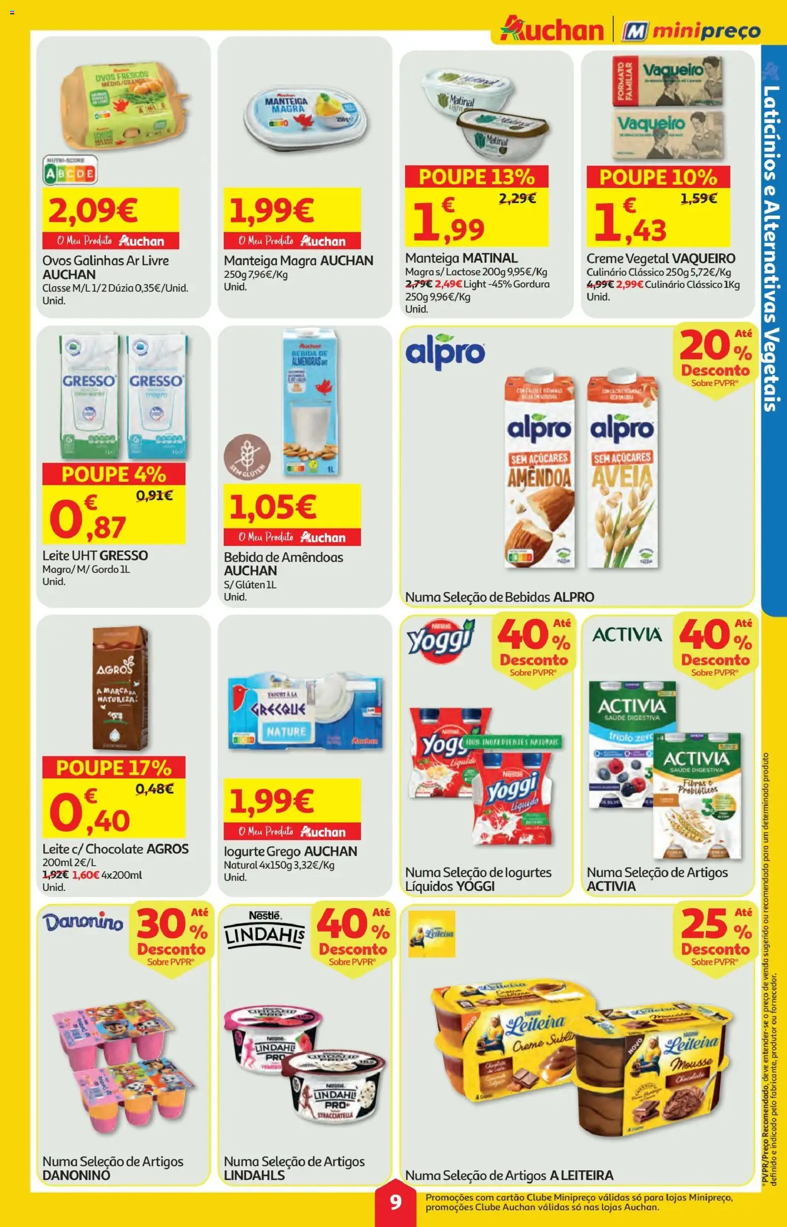 Minipreço folheto │ válido de 08.01.2026 | Página: 9 | Produtos: Amêndoas, Leite, Manteiga, Chocolate