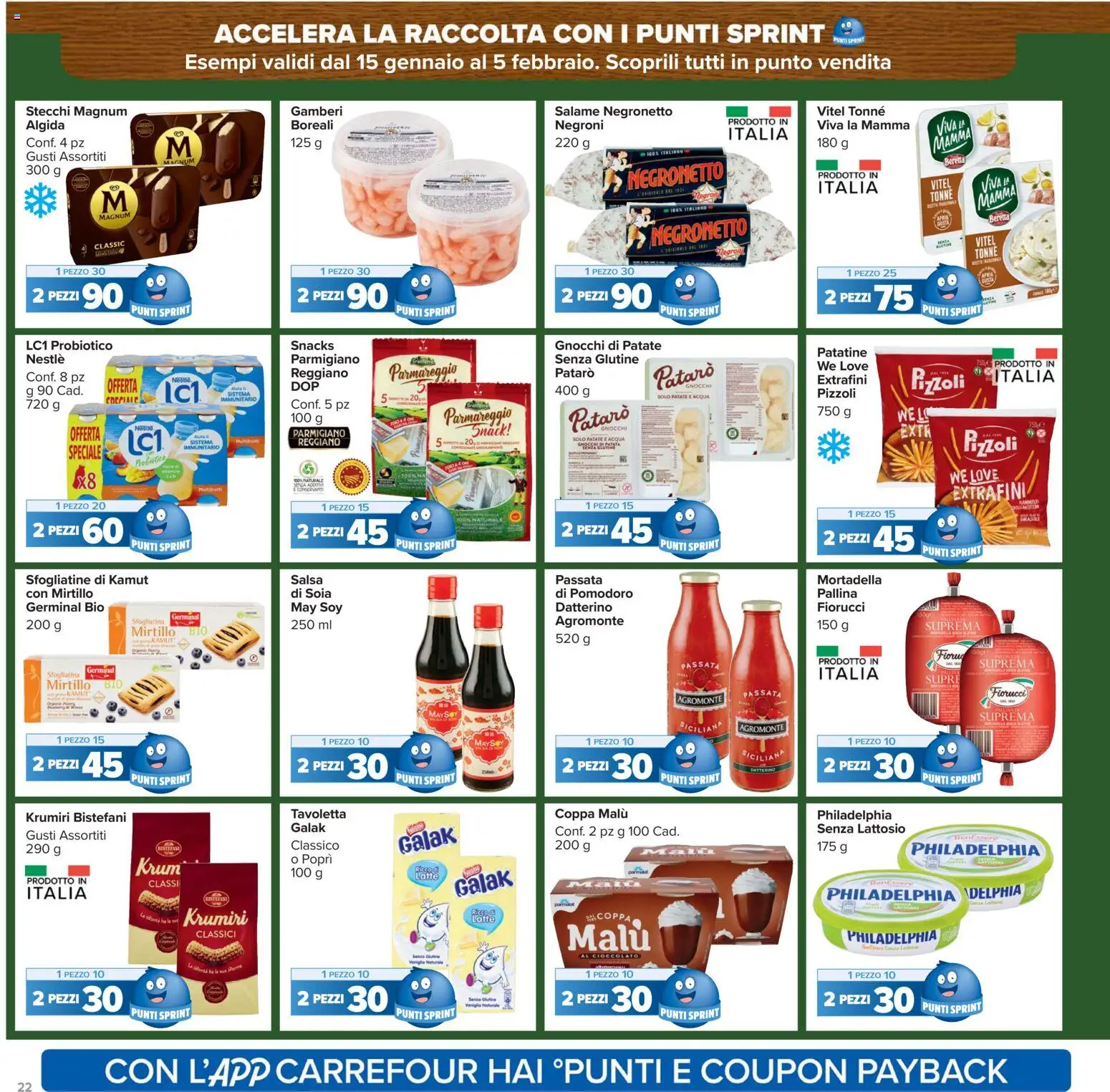Volantino Carrefour del 15.01.2026 | Pagina: 22 | Prodotti: Cioccolato, Patatine, Pomodoro, Latte