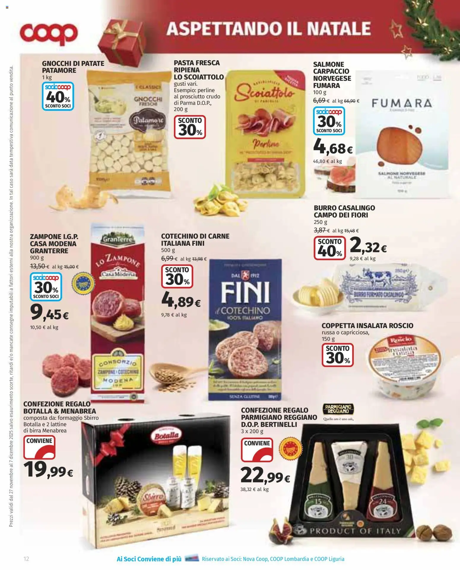 Volantino COOP del 27.11.2025 | Pagina: 12 | Prodotti: Insalata, Formaggio, Pasta, Parmigiano reggiano
