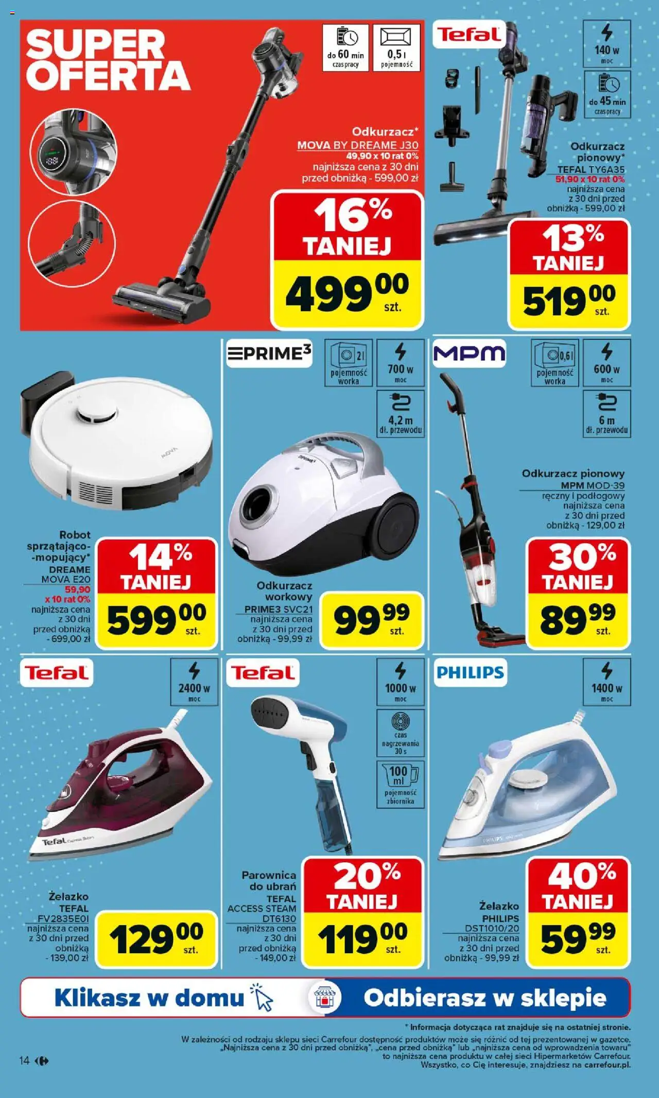 Carrefour Gazetka - Multimedia od 18.08.2025 | Strona: 14 | Produkty: Odkurzacz, Robot, Odkurzacz pionowy, Parownica