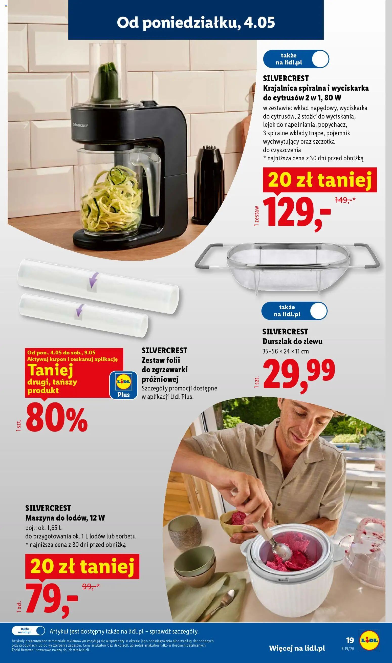 Lidl Katalog od 04.05.2026 | Strona: 19 | Produkty: Krajalnica, Szczotka, Wyciskarka