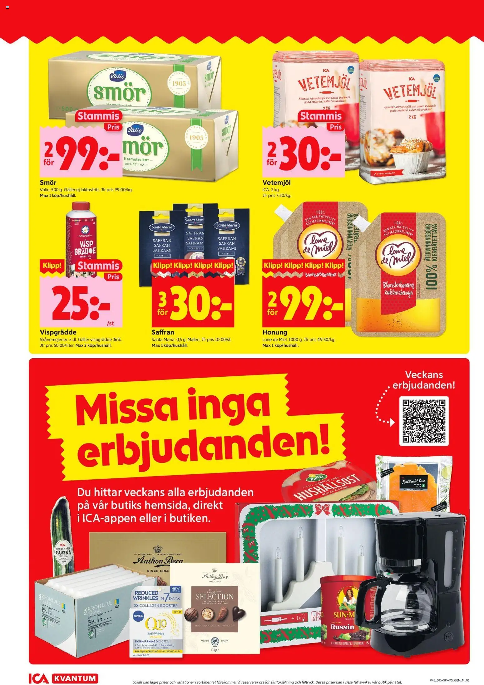 ICA Kvantum reklamblad aktuell från 24.11.2025 | Sida: 6 | Produkter: Galler, Saffran, Gurka, Vispgrädde