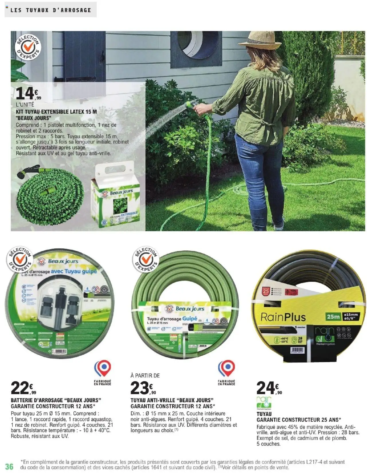  | Page: 36 | Produits: Robinet, Tuyau, Tuyau d’arrosage, Batterie