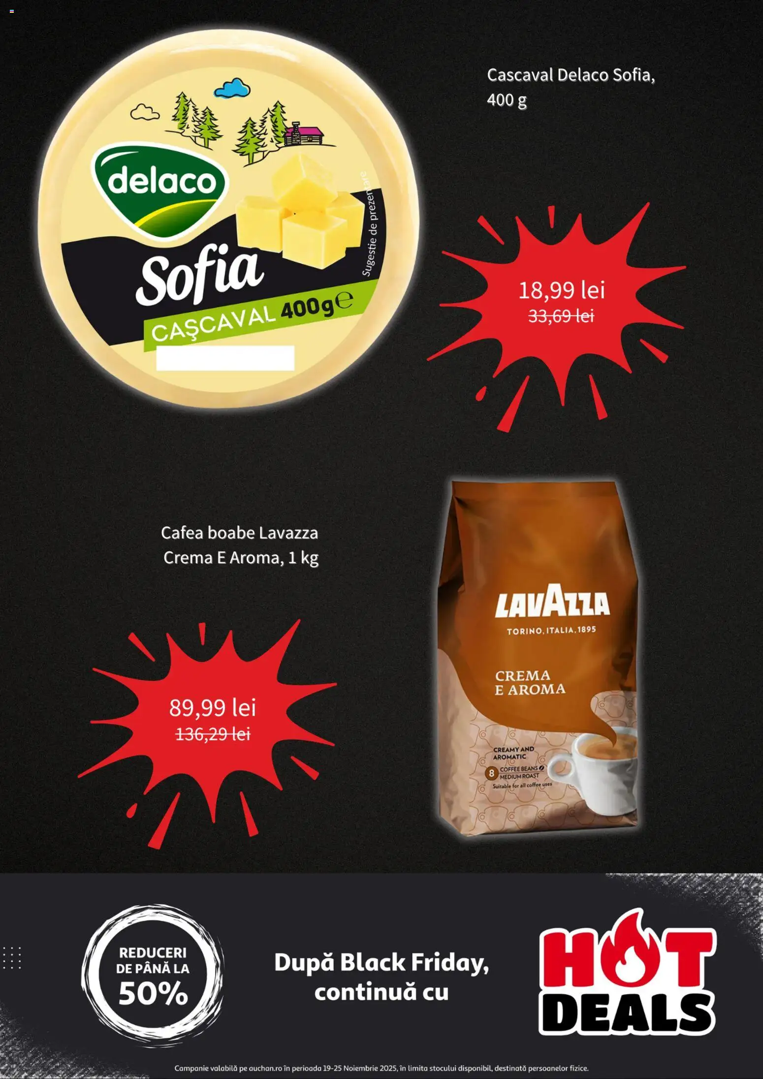 Noul catalog Auchan – valabil de la 19.11.2025 | Pagină: 5 | Produse: Light Kedi Konservesi, Cașcaval, Cremă, Cafea