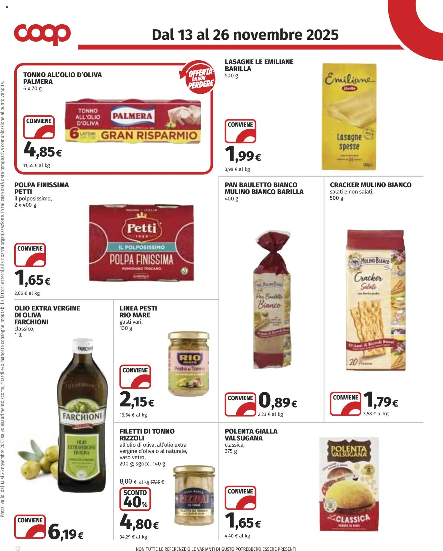 Volantino COOP del 13.11.2025 | Pagina: 12 | Prodotti: Pomodoro, Olio, Data, Tonno