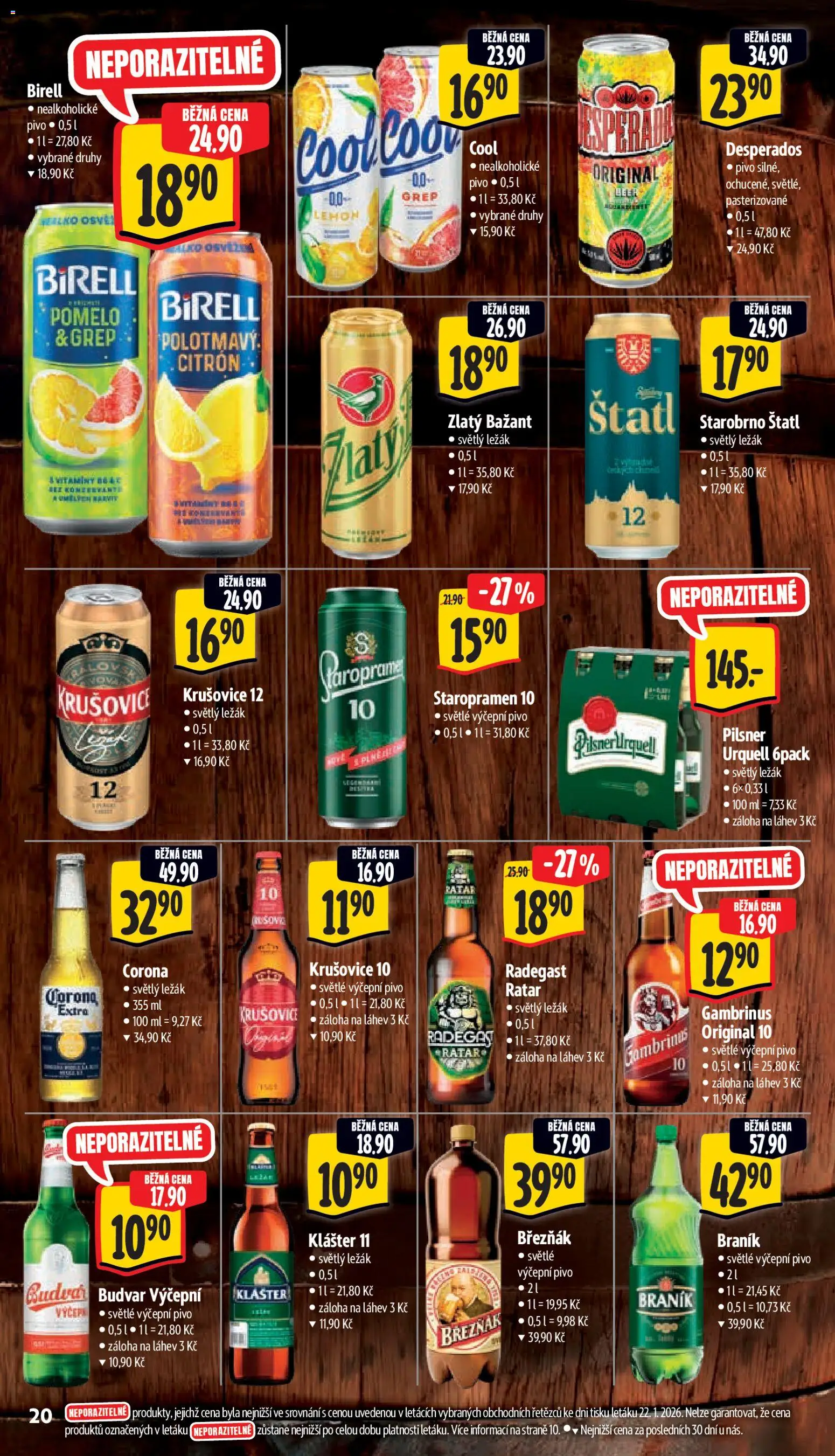 Albert leták - Supermarket od 28.01.2026 | Strana: 26 | Produkty: Pivo, Březňák, Zlatý Bažant, Krušovice 12