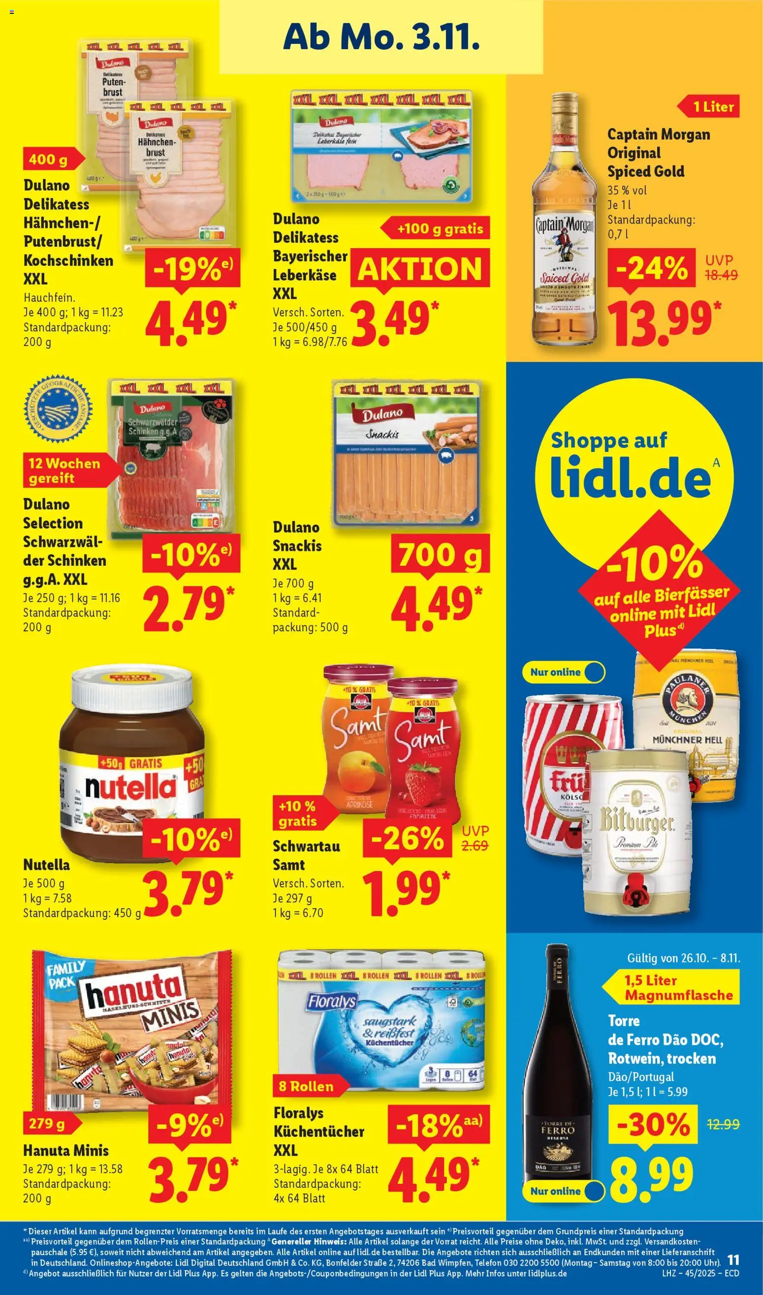 Lidl - Prospekt – gültig ab 03.11.2025 | Seite: 19 | Produkte: Hahnchen, Bad, Nutella, Leberkase