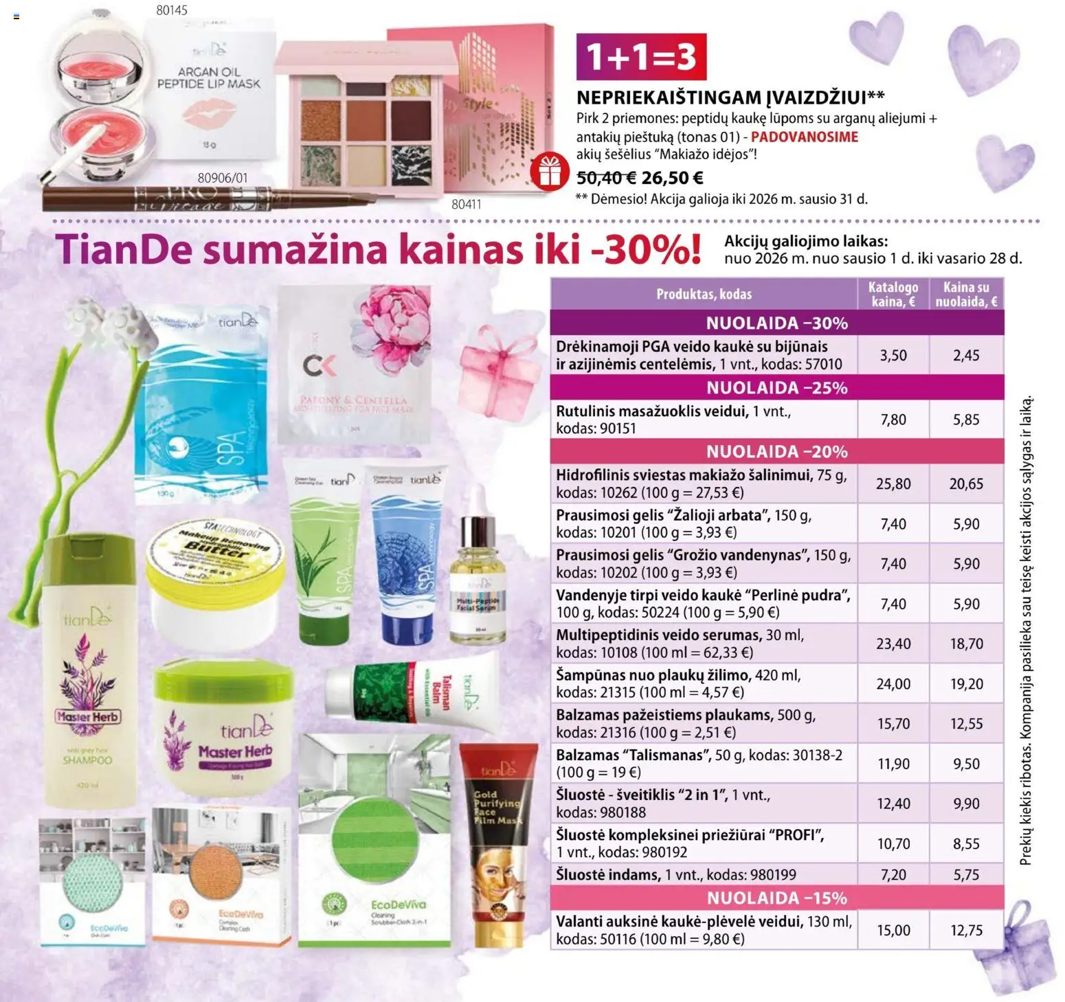 TianDe akcijos nuo 01.01.2026 | Puslapis: 4 | Prekių: Kaukė, Šveitiklis, Sviestas, Veido kaukė