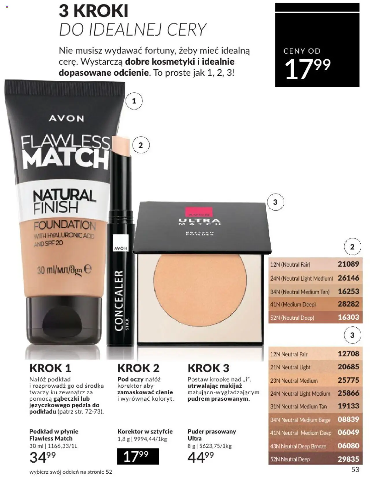 Avon Katalog 08 2025 od 01.08.2025 | Strona: 53 | Produkty: Kosmetyki, Makijaż, Korektor, Puder