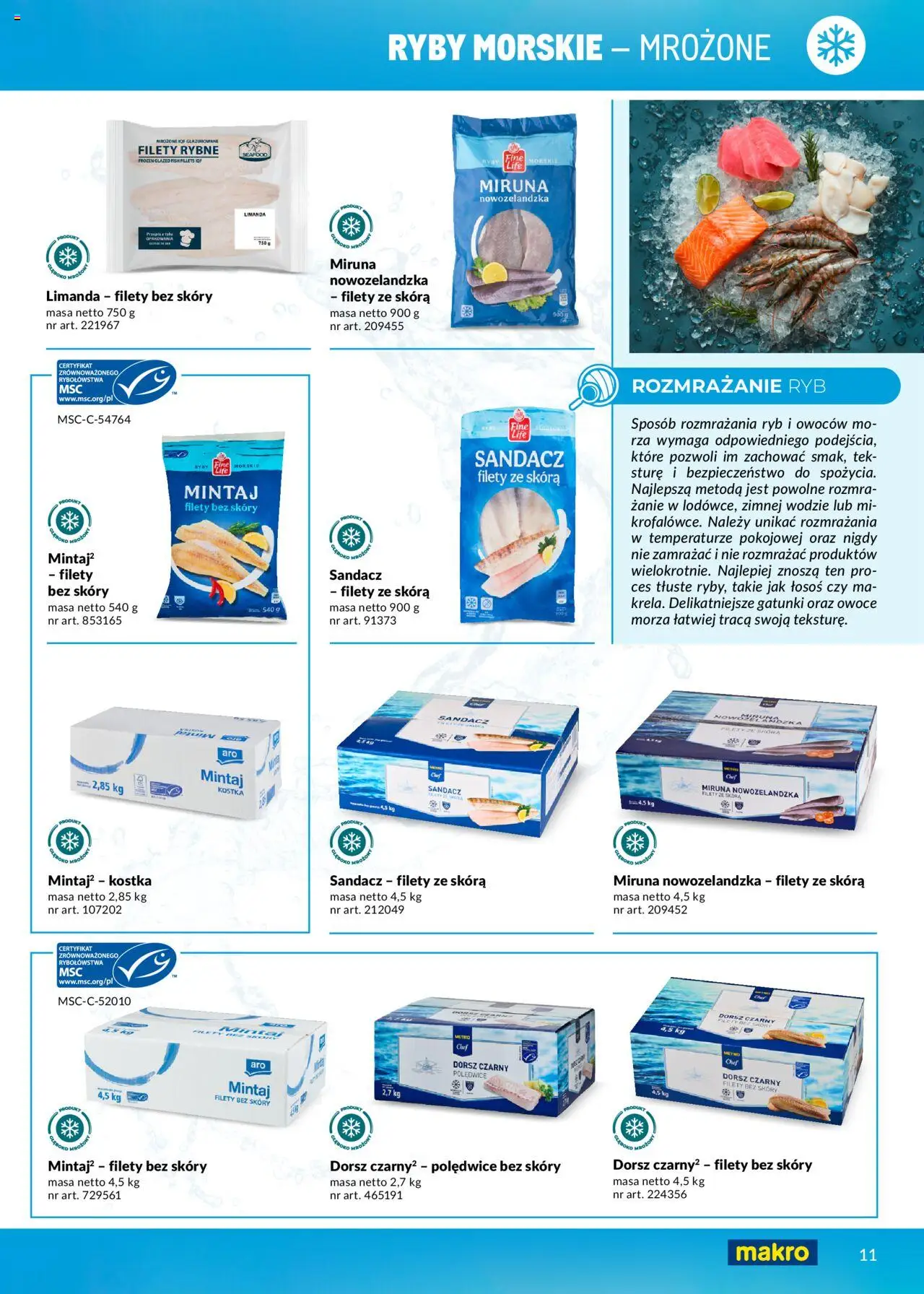 Makro Gazetka - Ryby i owoce morza od 01.05.2025 | Strona: 11 | Produkty: Sandacz, Mintaj, Ryby, Owoce