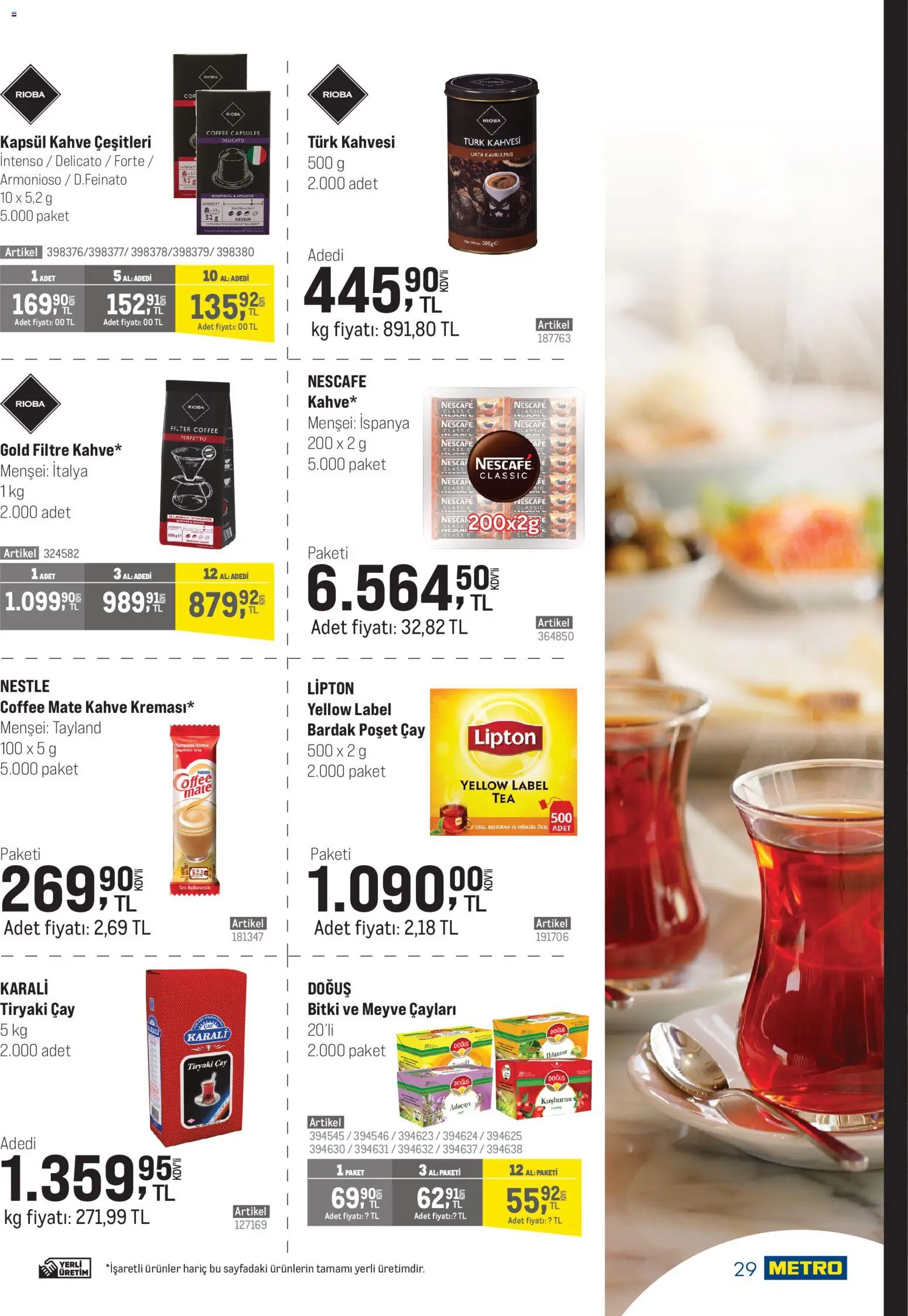 Metro - Şehir Otelleri - 15.04.2026 tarihinden itibaren geçerlidir | Sayfa: 29 | Ürünler: Kahve, Tere, Meyve, Zselatin