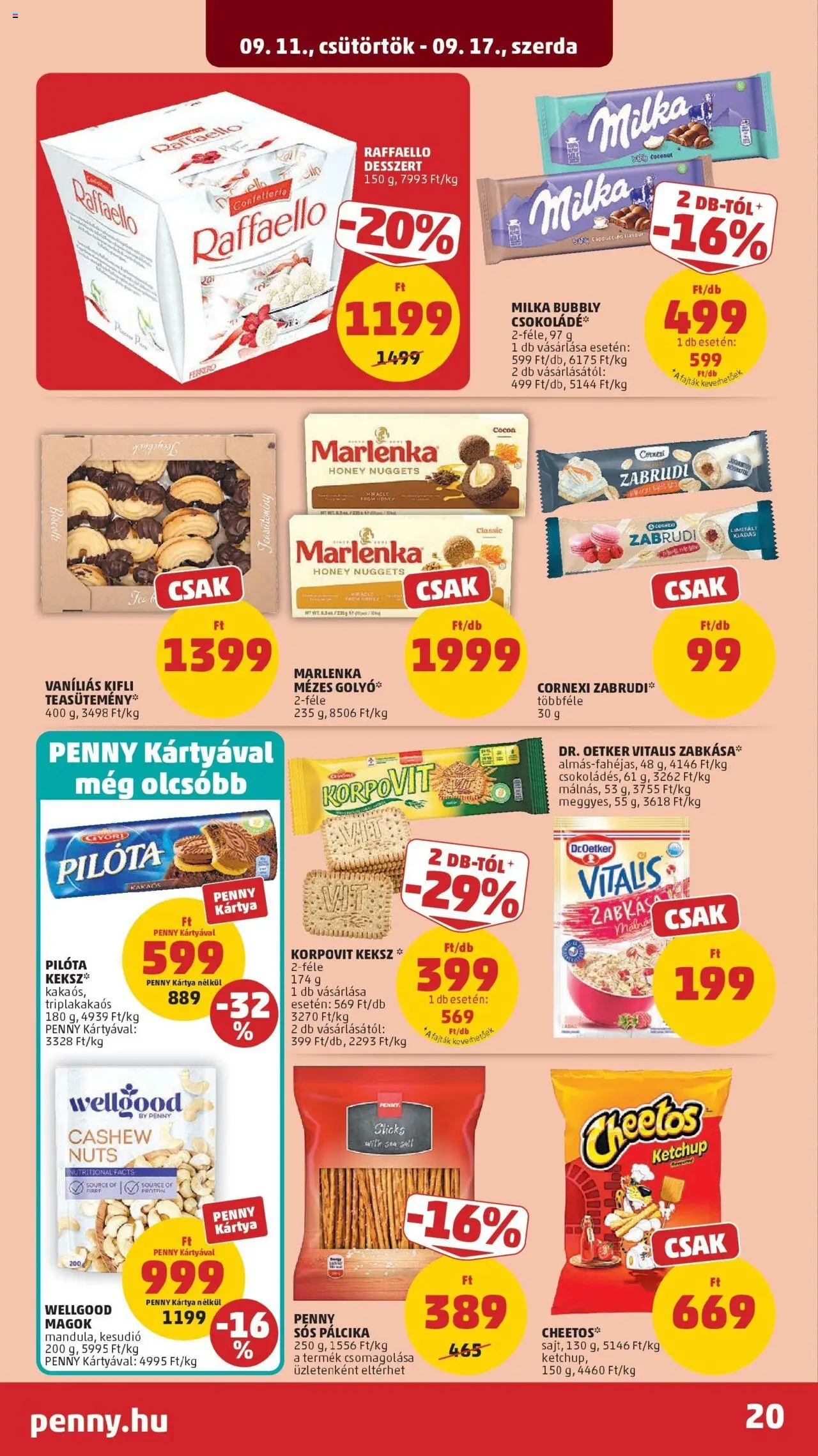 PENNY akciós ujság - amely érvényes a következő dátumtól: 11.09.2025 | Oldal: 20 | Termékek: Cappuccino, Raffaello, Nuggets, Csokoládé