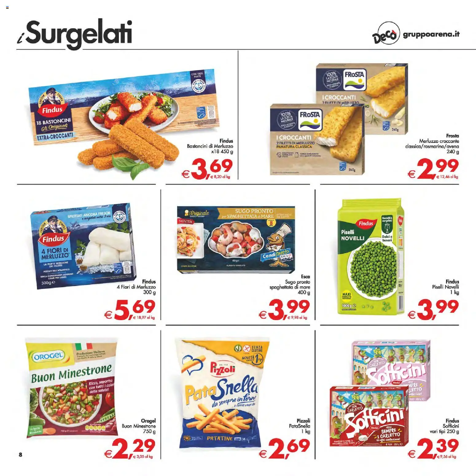 Volantino Decò del 25.11.2025 | Pagina: 8 | Prodotti: Minestrone, Merluzzo, Piselli, Letto