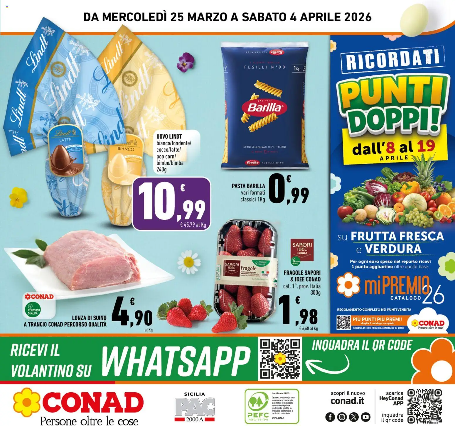 Volantino Conad del 25.03.2026 | Pagina: 28 | Prodotti: Fragole, Suino, Latte, Fusilli