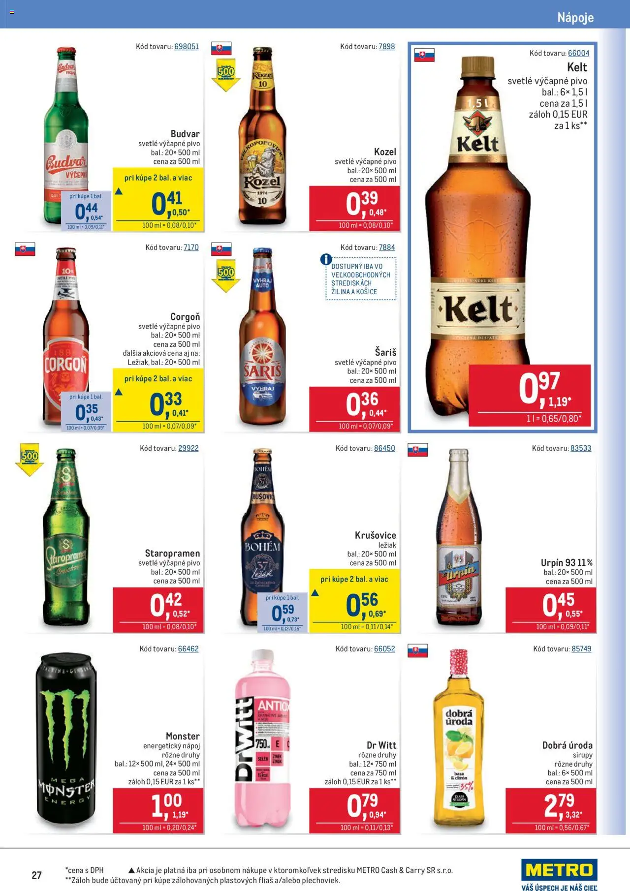 Metro maloobchod │ platný od 16.07.2025 | Strana: 27 | Produkty: Pivo, Krušovice, Šariš, Staropramen