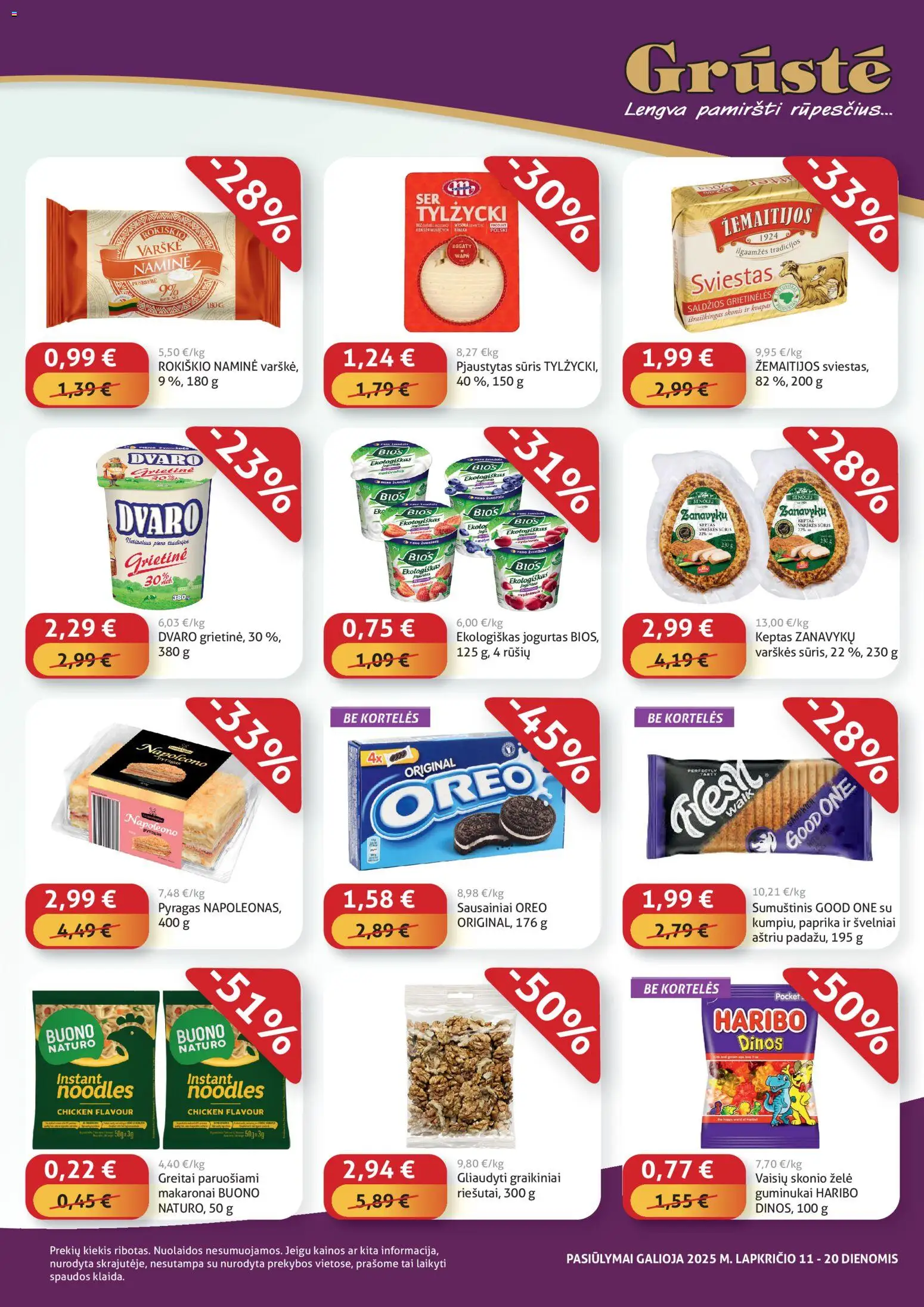 GRUSTE akcijos nuo 11.11.2025 | Puslapis: 3 | Prekių: Sausainiai, Paprika, Sumuštinis, Jogurtas
