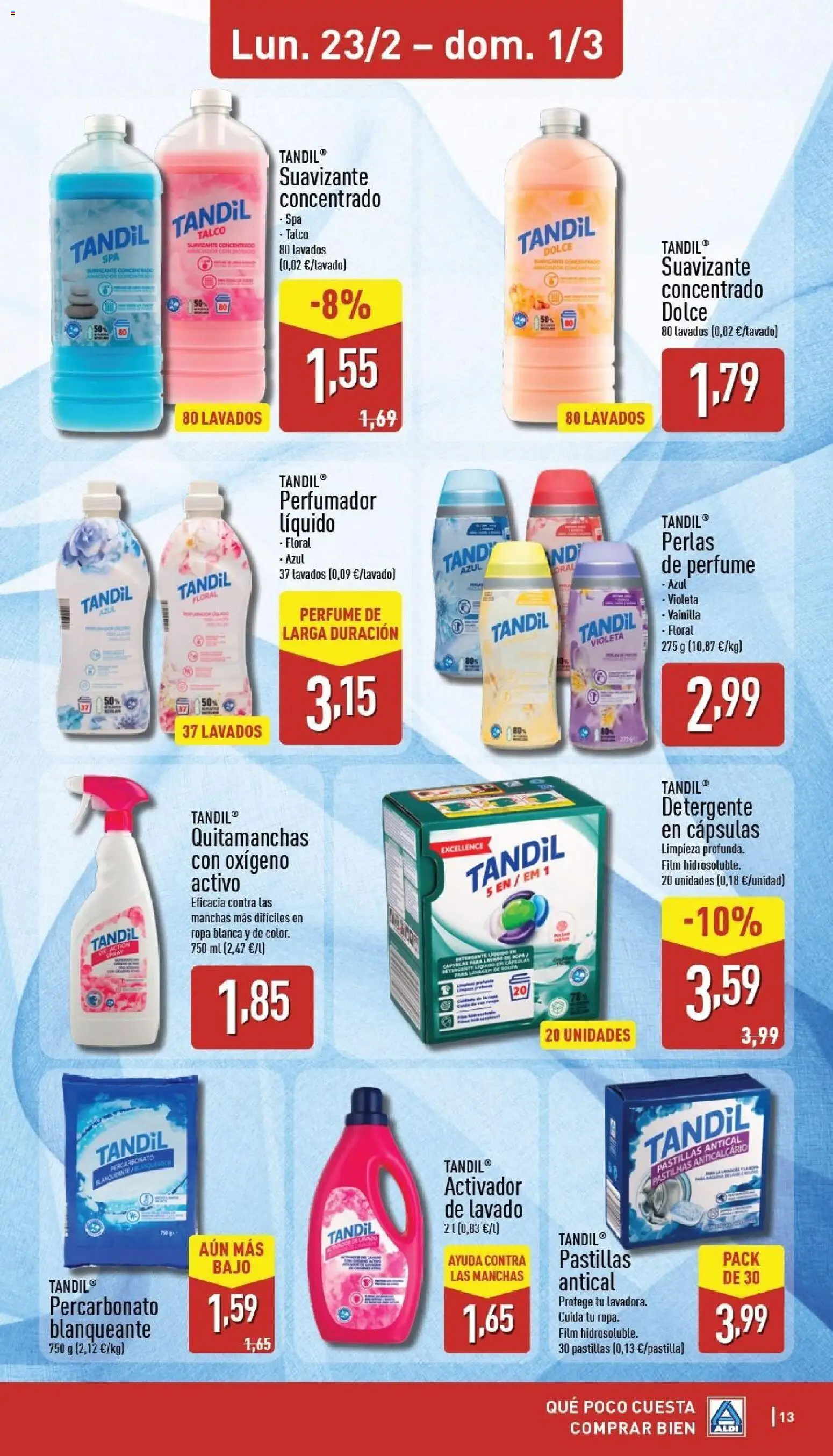 Aldi folleto Península │ válido desde el 23.02.2026 | Página: 13 | Productos: Perfume, Quitamanchas, Detergente líquido, Suavizante