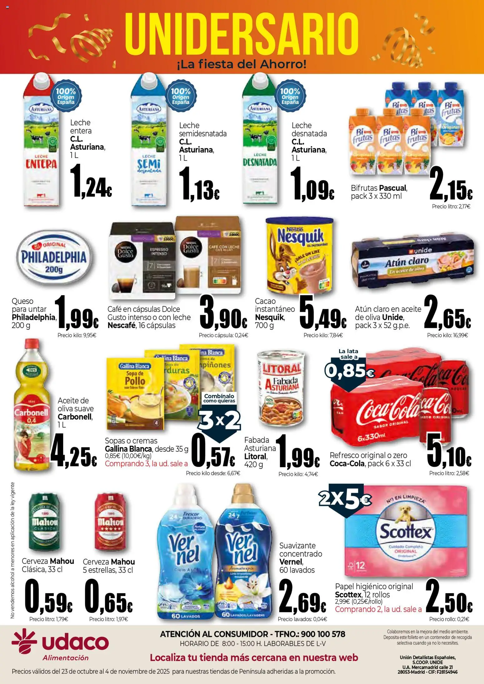 Unide - La fiesta de ahorro │ válido desde el 23.10.2025 | Página: 2 | Productos: Café en cápsulas, Κλειδαριά της πόρτας, Φρυγανιές σικάλεως, Atún claro