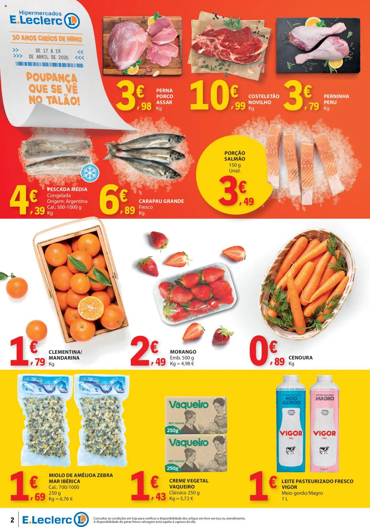 E.Leclerc Catálogo Fim de Semana │ válido de 17.04.2026 | Página: 2 | Produtos: Peru, Pescada, Peixe, Cenoura