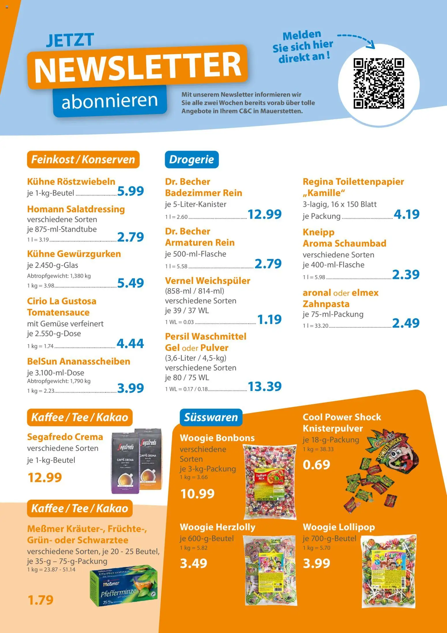 C&C Prospekt – gültig ab 12.01.2026 | Seite: 3 | Produkte: Messmer, Persil, Segafredo, Toilettenpapier