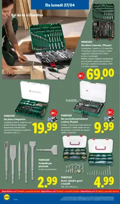 Anteprima del volantino PARKSIDE Set cacciavite portainserti a cricco, 81 pezzi, Include: 75 punte da 25 mm, punta a Y, portapunte a cambio rapido con uso ad una mano, cricchetto con sgancio rapido, 3 adattatori valido a partire dal 23.04.2026 | Pagina: 50