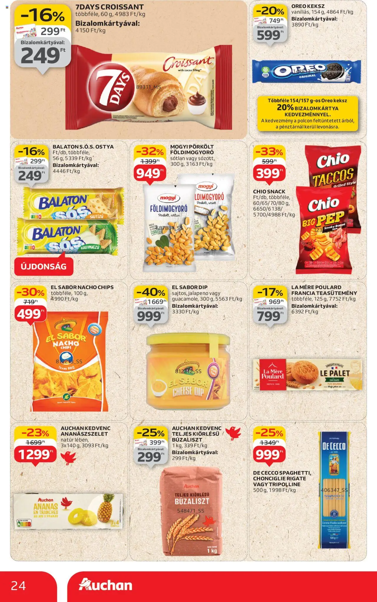 Auchan akciós ujság - amely érvényes a következő dátumtól: 07.08.2025 | Oldal: 24 | Termékek: Chips, Teasütemény, Jalapeno, Keksz