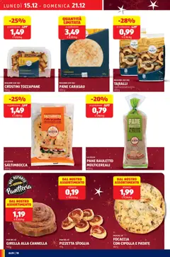 Anteprima del volantino FOCACCIA CON CIPOLLA E PATATE, 180 g valido a partire dal 15.12.2025 | Pagina: 10 | Prodotti: Pane, Focaccia, Crostini, Taralli