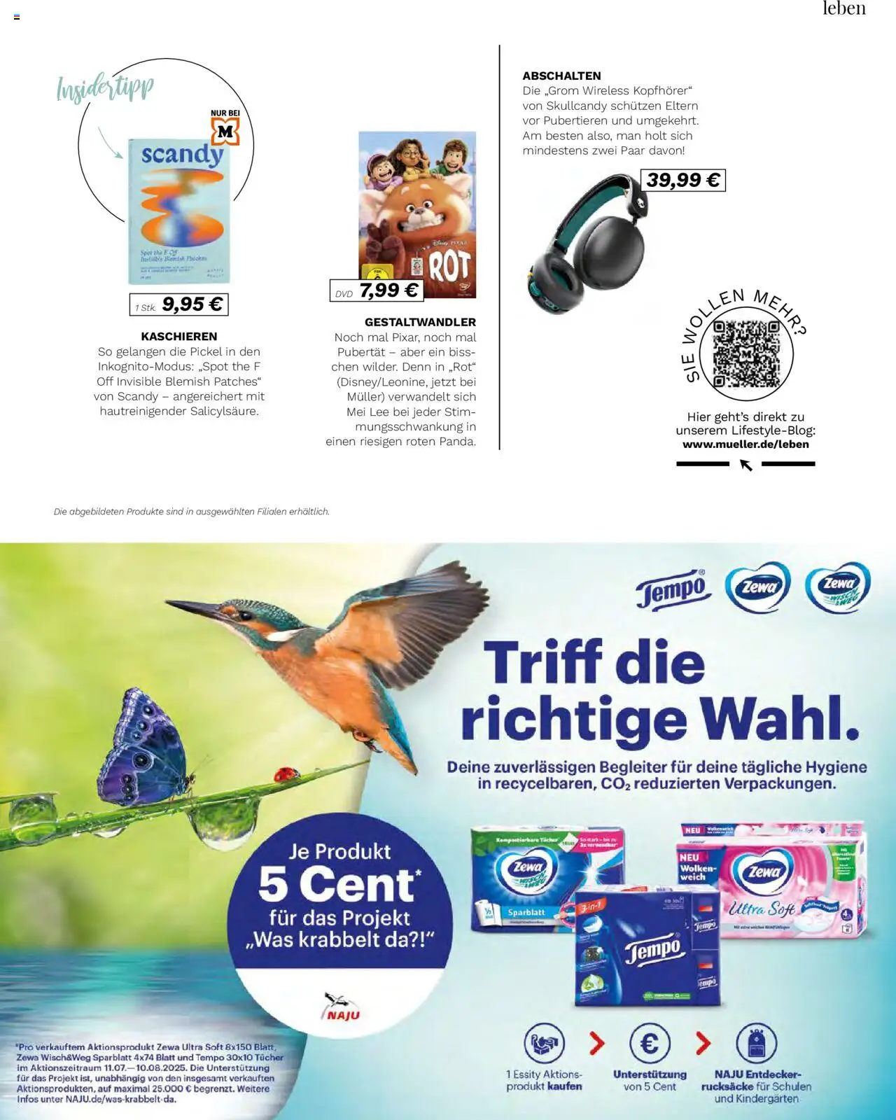 Müller  Lifestyle - gültig ab dem 11.07.2025 | Seite: 83 | Produkte: Zewa, Tempo, Dvd, Kopfhörer