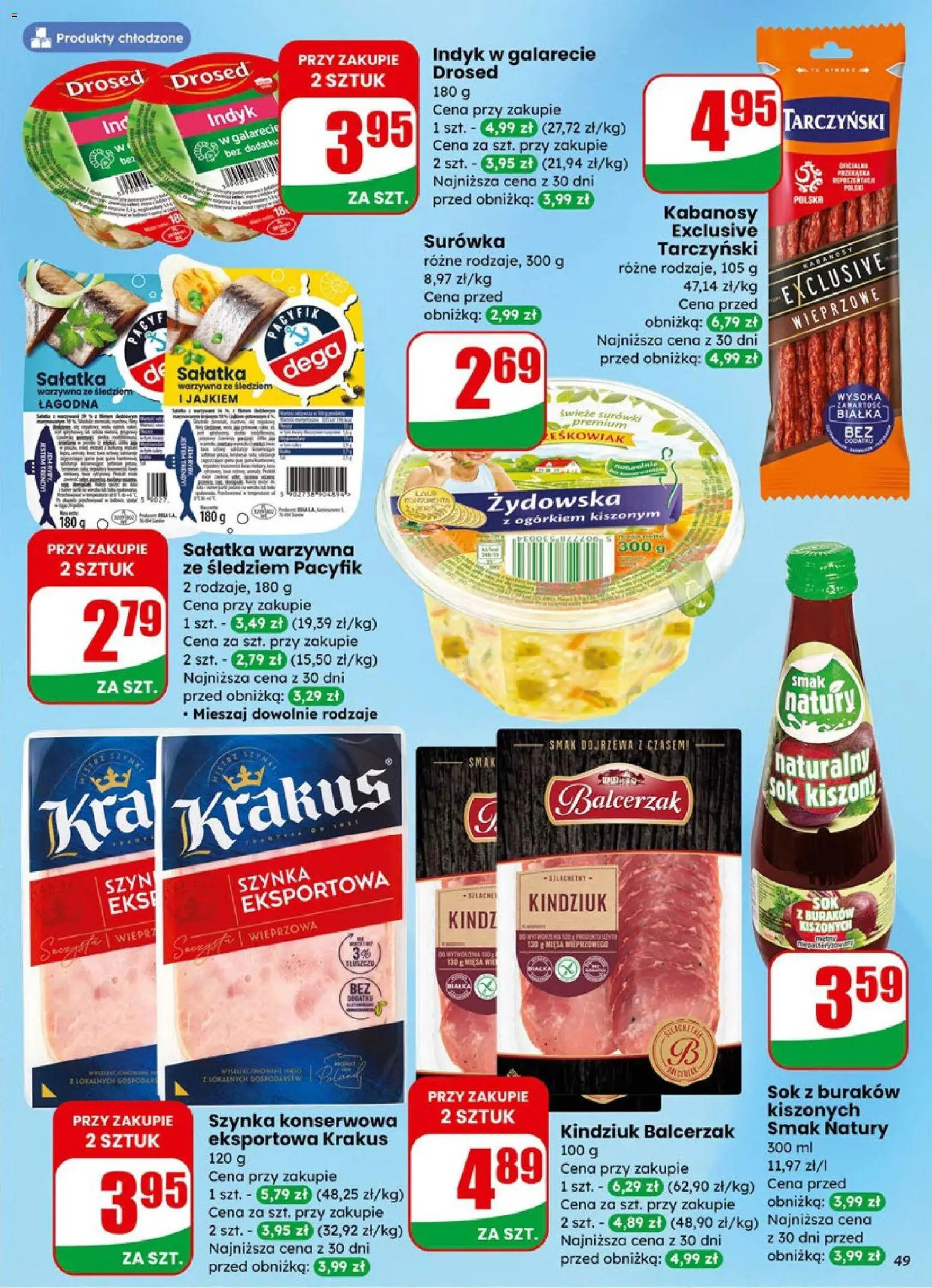 Dino Gazetka od 14.01.2026 | Strona: 49 | Produkty: Sok z buraków, Szynka, Kindziuk, Sałatka