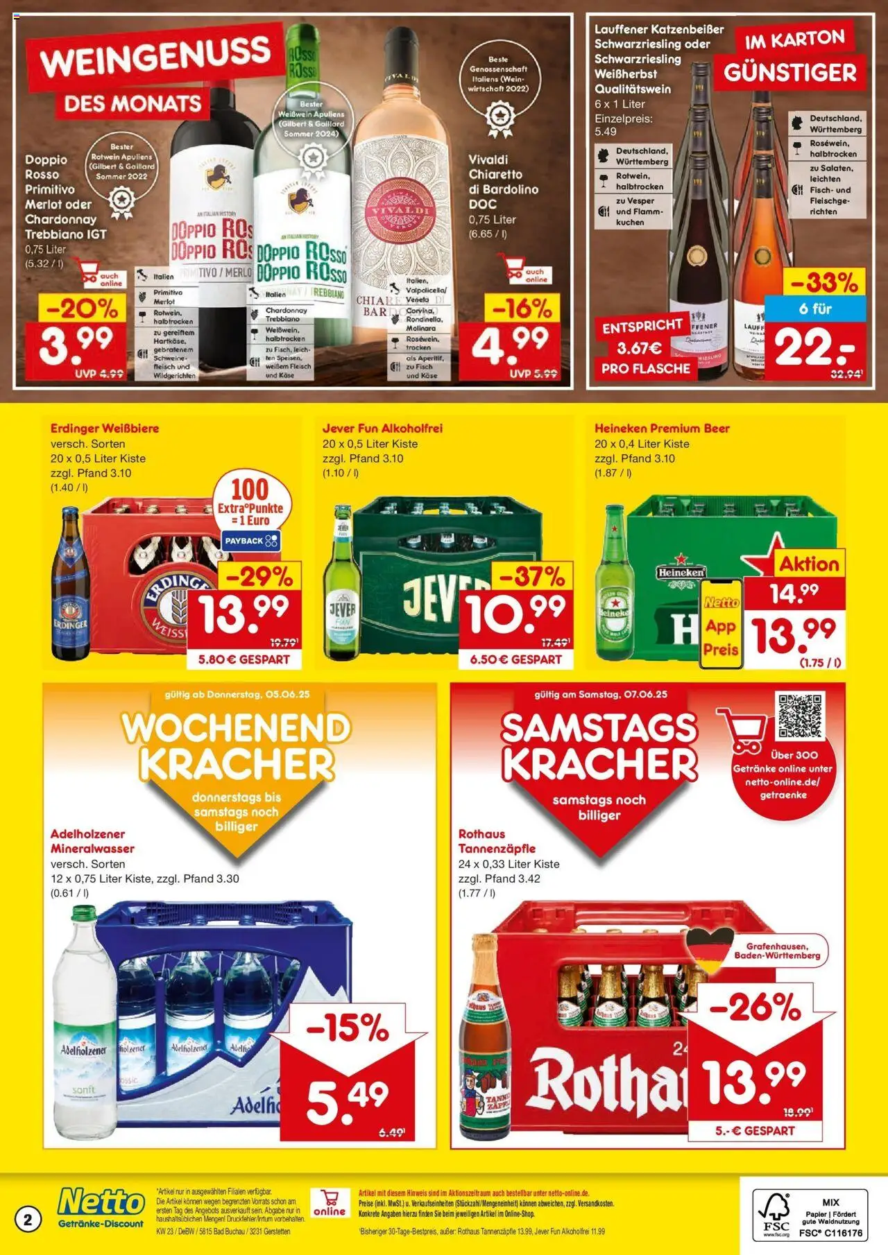 Netto Marken-Discount prospekt Gerstetten	 - gültig ab dem 02.06.2025 | Seite: 2 | Produkte: Erdinger, Käse, Rotwein, Jever