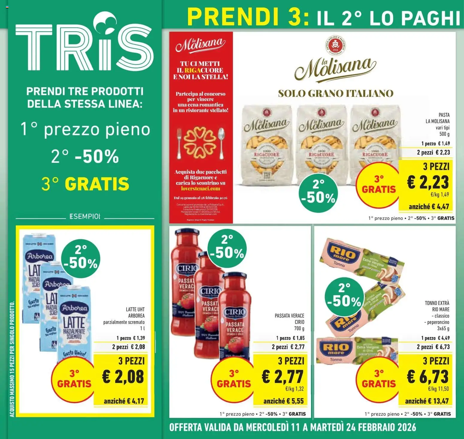 Volantino Conad del 11.02.2026 | Pagina: 2 | Prodotti: Latte, Pasta, Peperoncino, Tonno