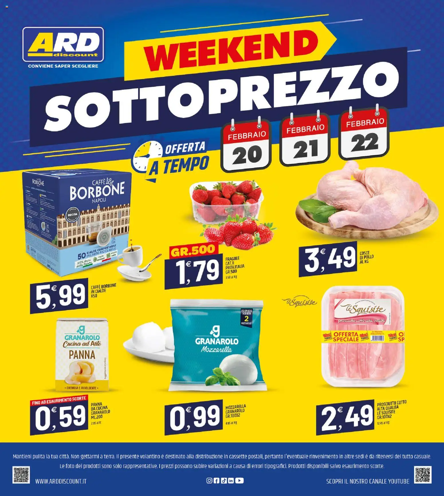 Volantino ARD Discount del 12.02.2026 | Pagina: 20 | Prodotti: Prosciutto Cotto, Pollo, Panna, Mozzarella