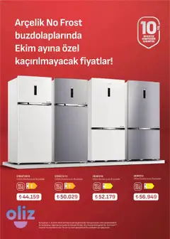 01.10.2025 tarihinden itibaren geçerli olan Arçelik kataloğu önizlemesi | Sayfa: 11 | Ürünler: Buzdolabı