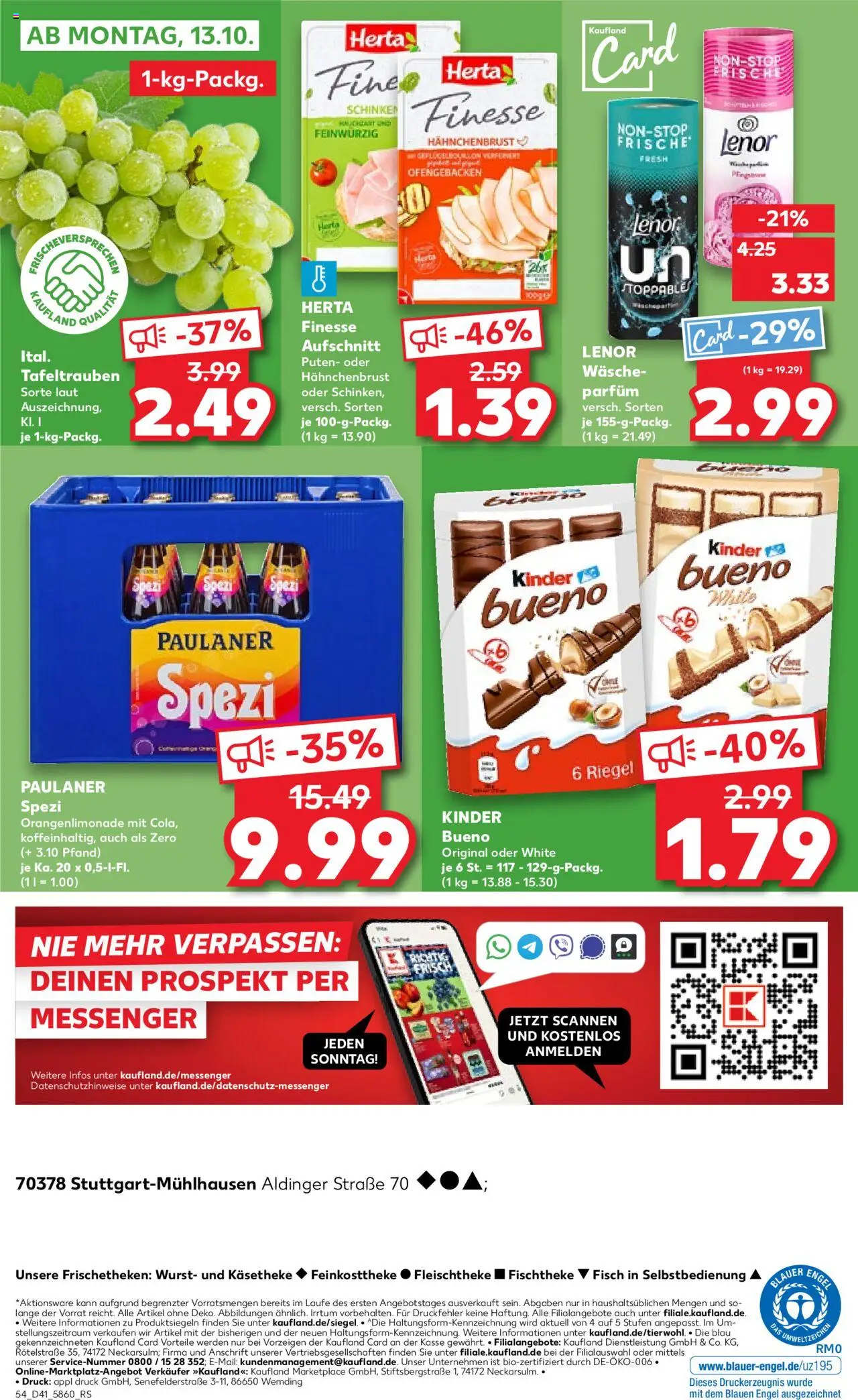Kaufland prospekt Stuttgart	 – gültig ab 09.10.2025 | Seite: 54 | Produkte: Parfüm, Wurst, Herta finesse, Paulaner