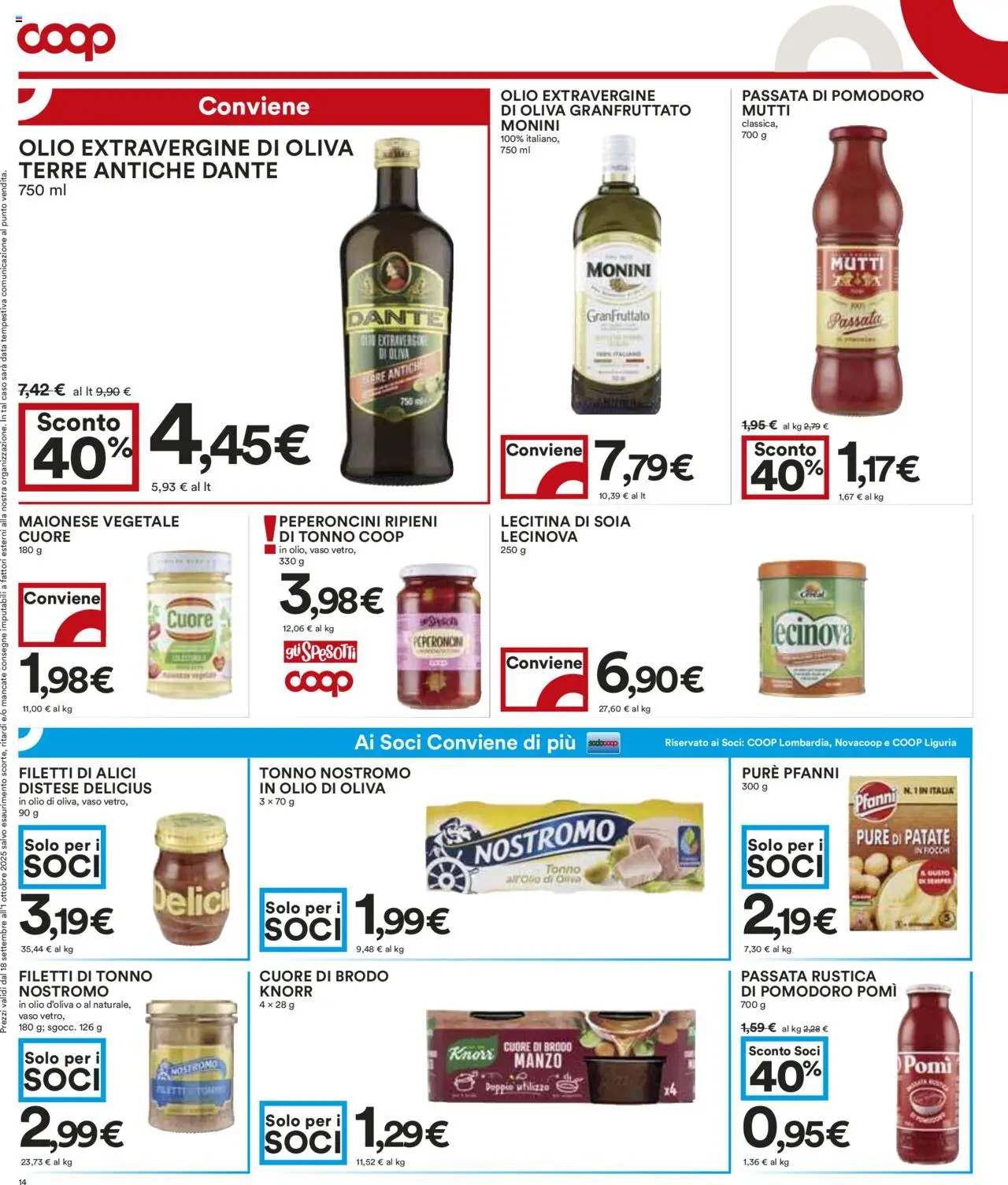 Volantino COOP del 18.09.2025 | Pagina: 14 | Prodotti: Patate, Maionese, Data, Passata di pomodoro