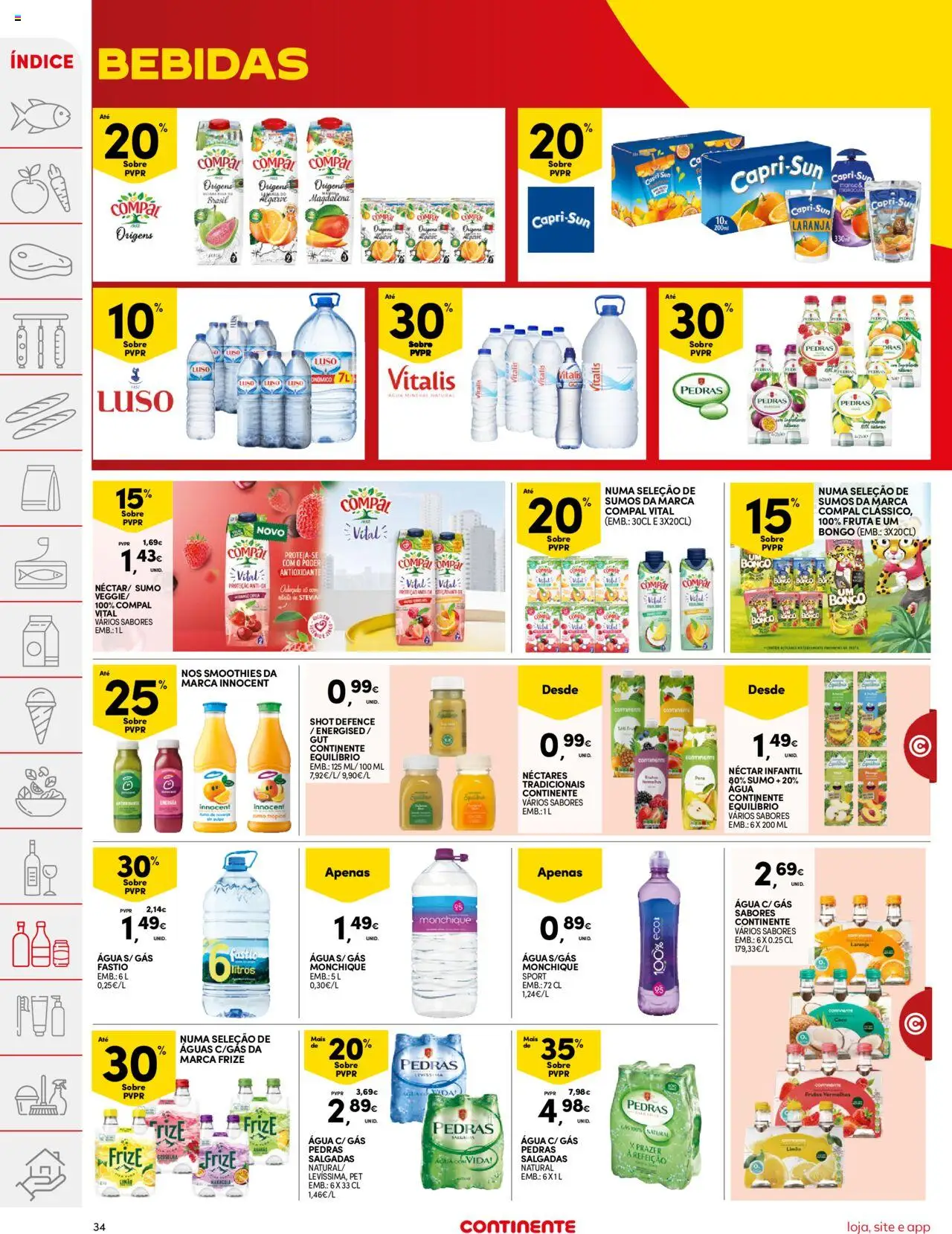 Continente folheto │ válido de 03.06.2025 | Página: 34 | Produtos: Agua, Stevia, Sumo, Água mineral