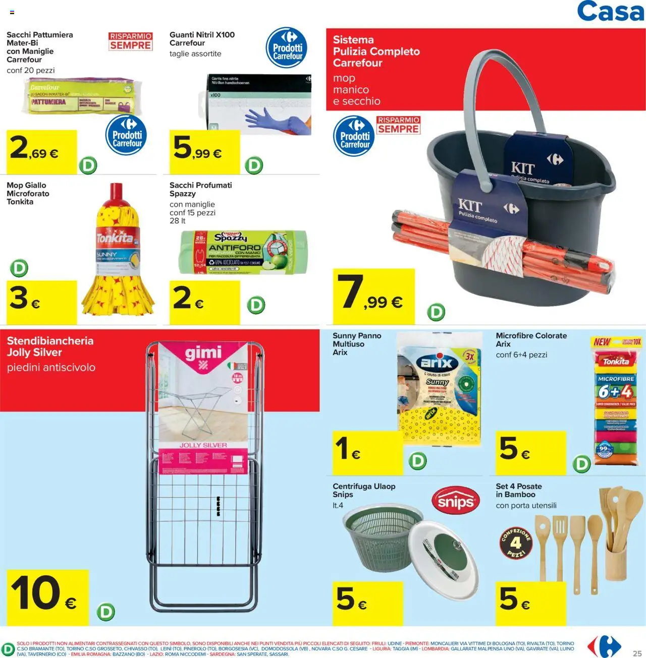 Volantino Carrefour del 21.08.2025 | Pagina: 25 | Prodotti: Stendibiancheria, Guanti, Secchio, Pattumiera