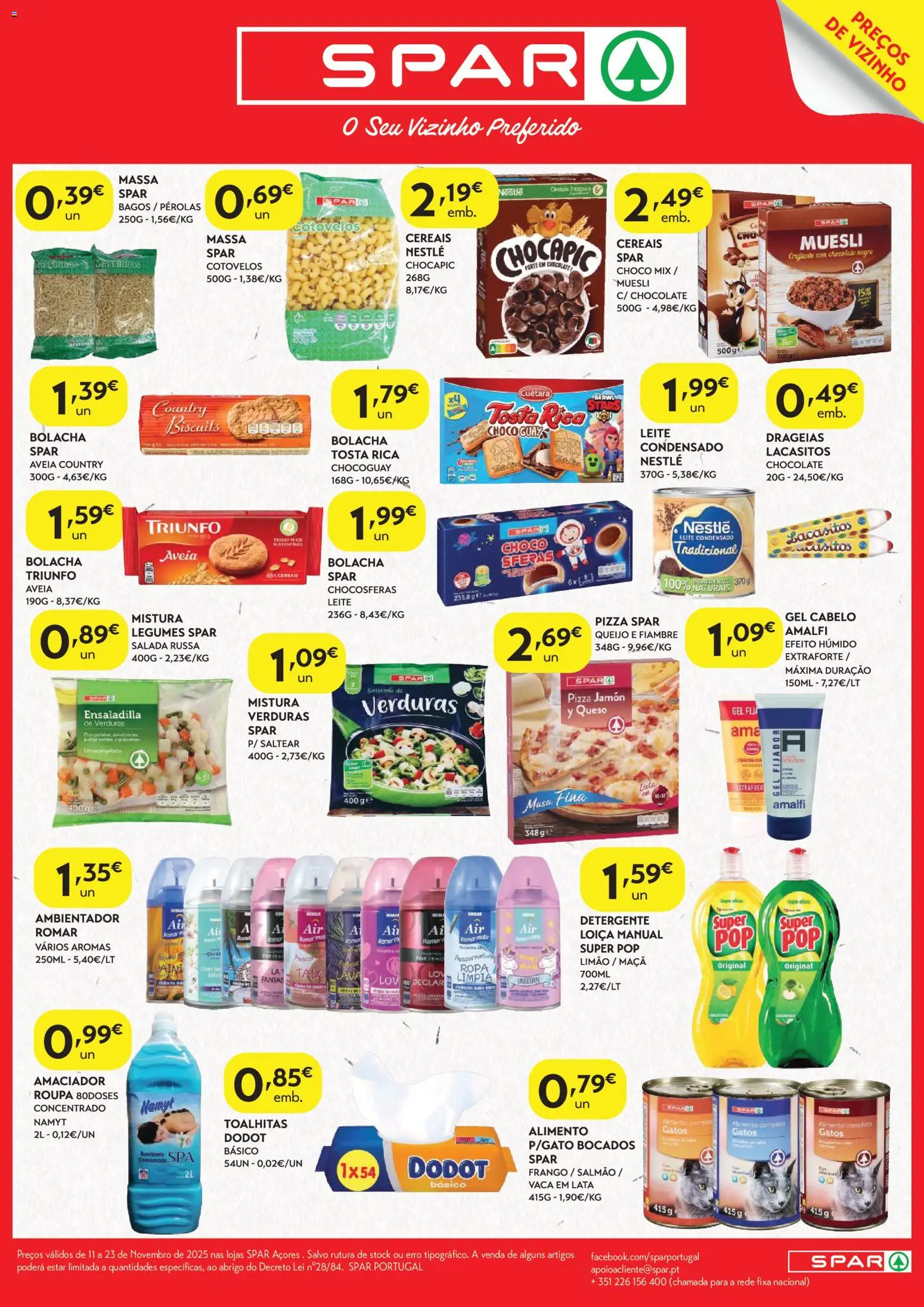 Spar - folheto │ válido de 11.11.2025 | Página: 2 | Produtos: Leite, Chocolate, Pizza, Cereais