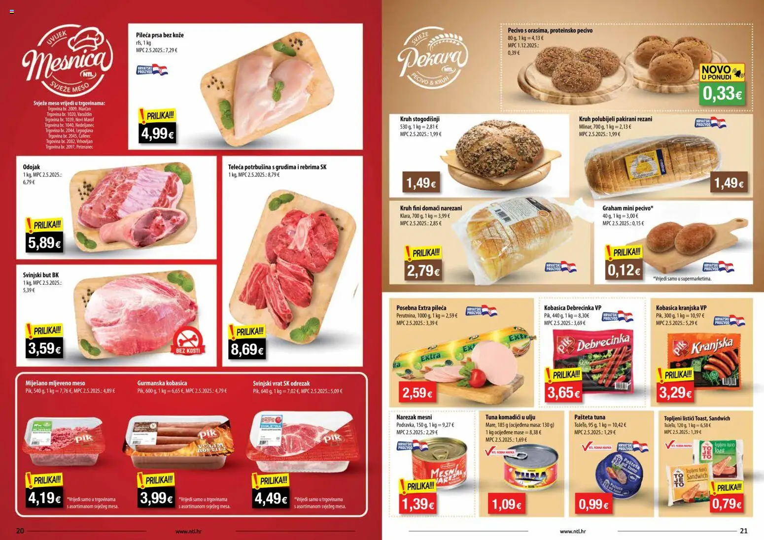 NTL katalog | vrijedi od 24.12.2025 | Stranica: 11 | Proizvodi: Narezak, Mljeveno meso, Pecivo, Pileća prsa