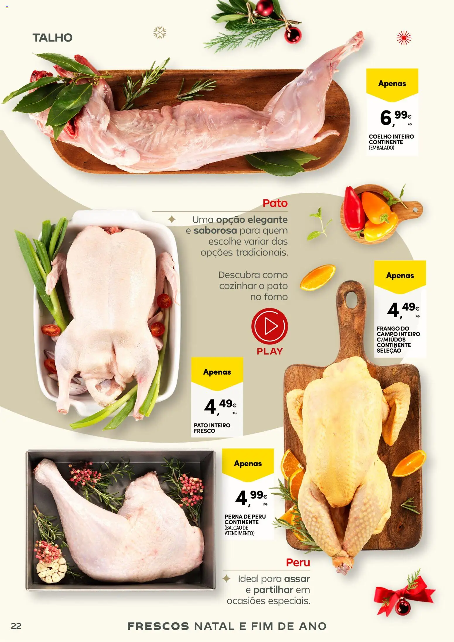 Continente - Frescos: Mais tempo à mesa com todos │ válido de 16.12.2025 | Página: 22 | Produtos: Forno, Frango, Peru, Coelho