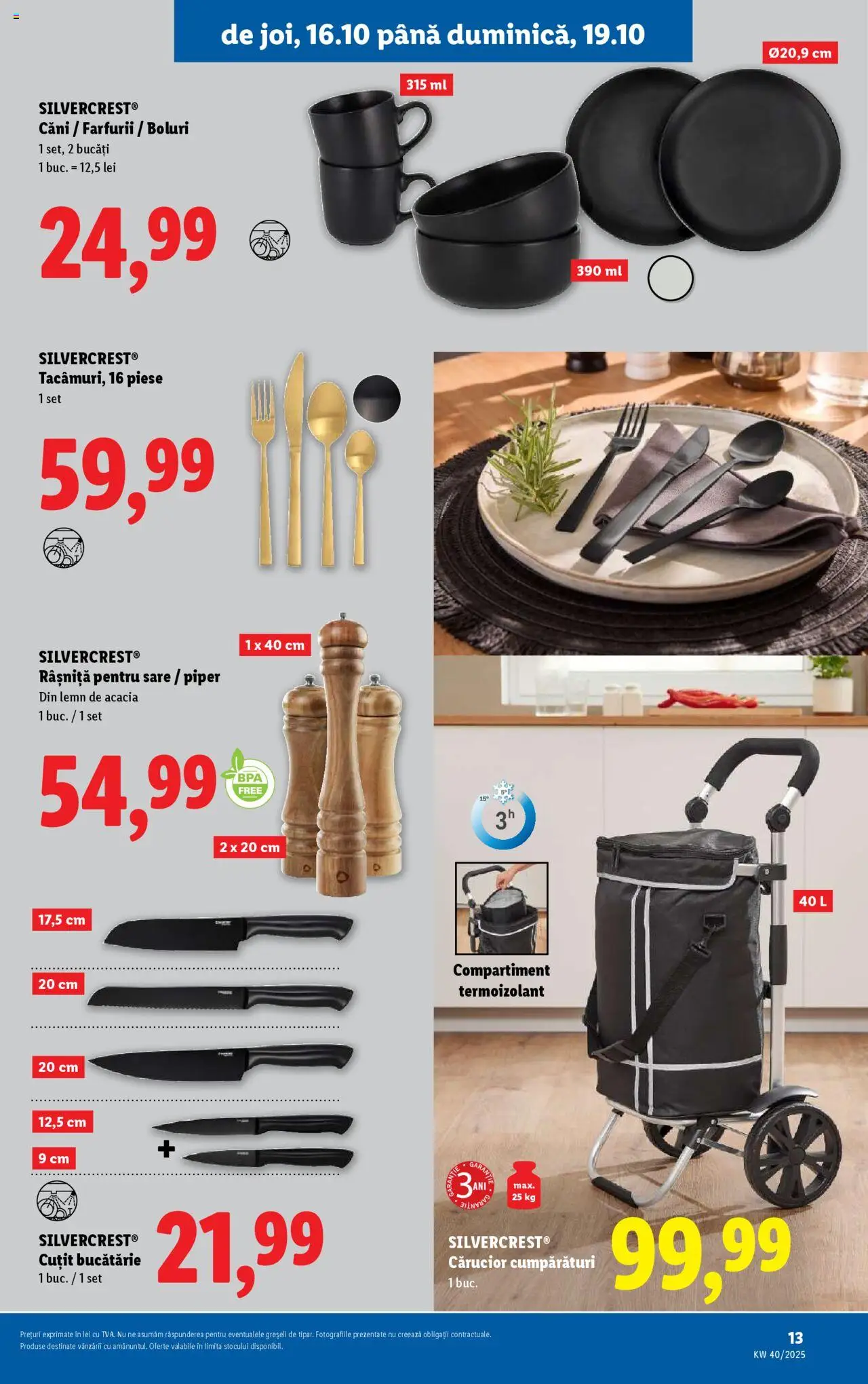 Noul catalog Lidl – valabil de la 13.10.2025 | Pagină: 13 | Produse: Bucătărie, Cuțit, Sare, Piper