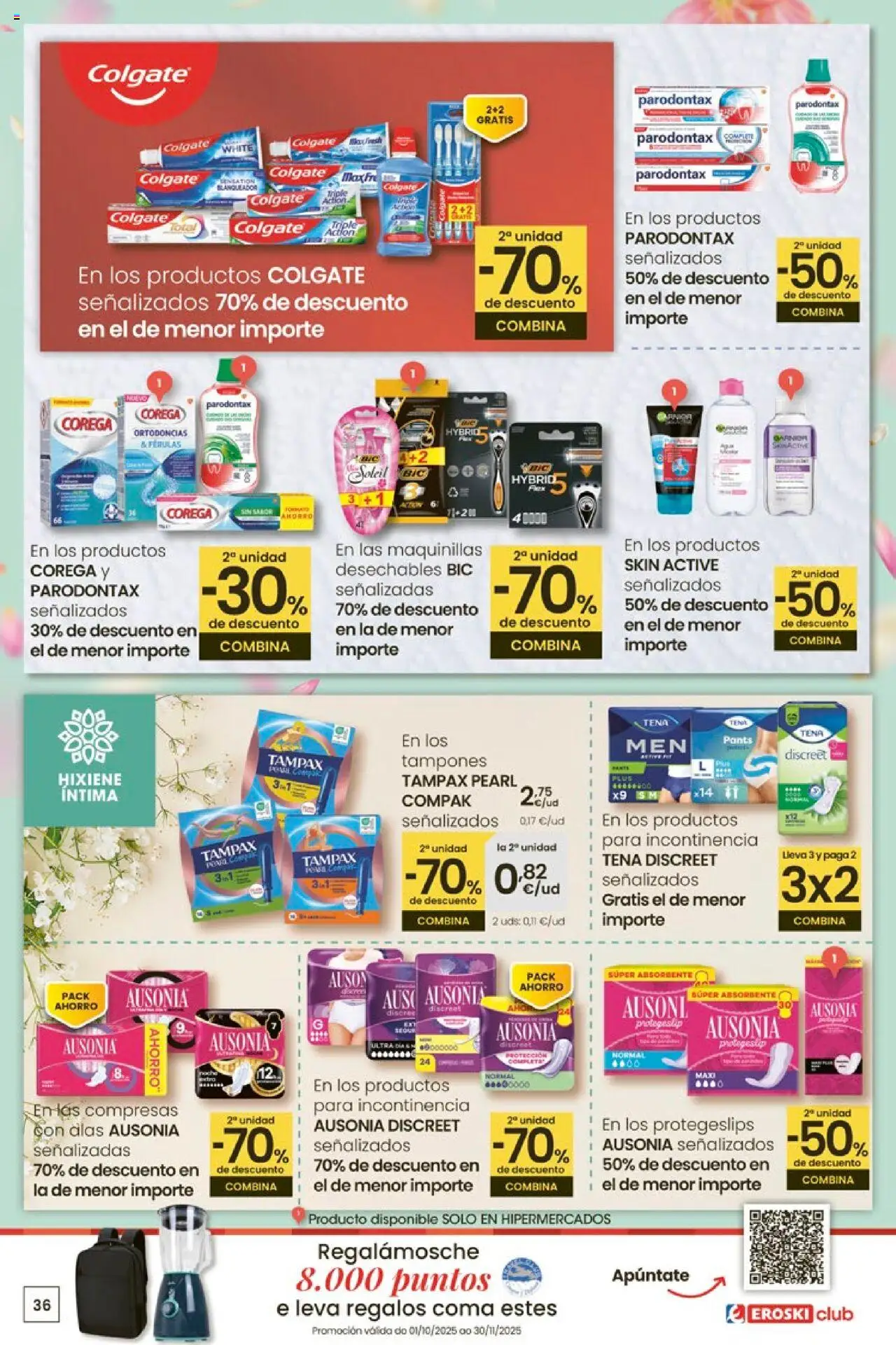 Eroski - Ofertón  │ válido desde el 02.10.2025 | Página: 36 | Productos: Tampones, Γλυφιτζούρι