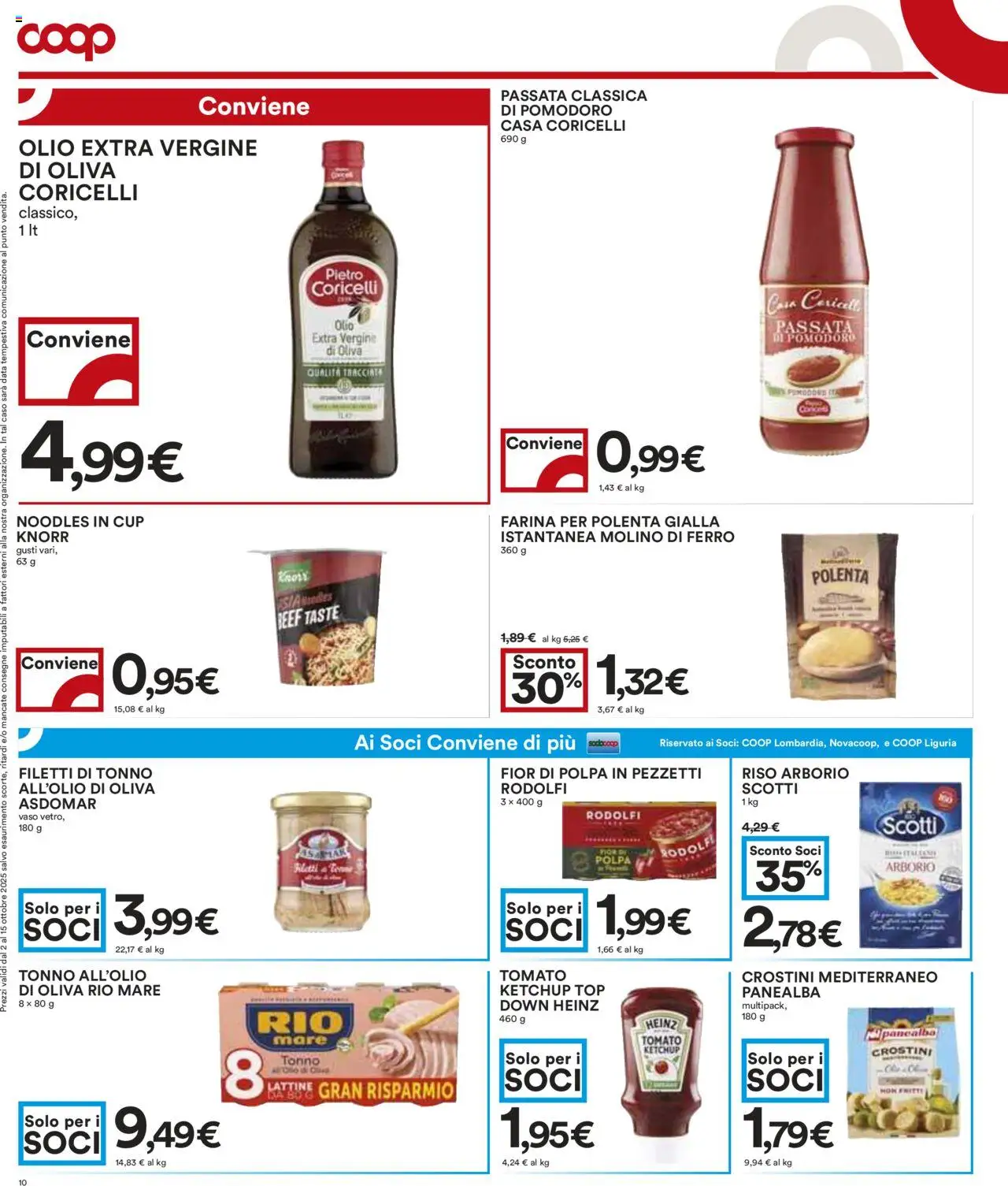 Volantino COOP del 02.10.2025 | Pagina: 10 | Prodotti: Ketchup, Olio, Crostini, Tonno