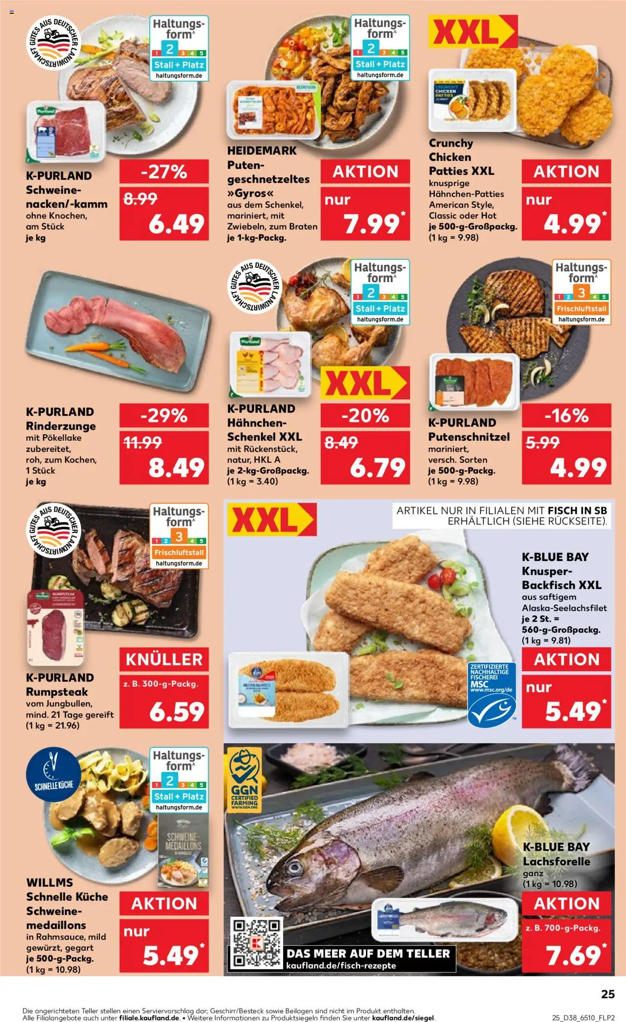 Kaufland prospekt Köln	 – gültig ab 18.09.2025 | Seite: 25 | Produkte: Rumpsteak, Hahnchen, Fisch, Putenschnitzel