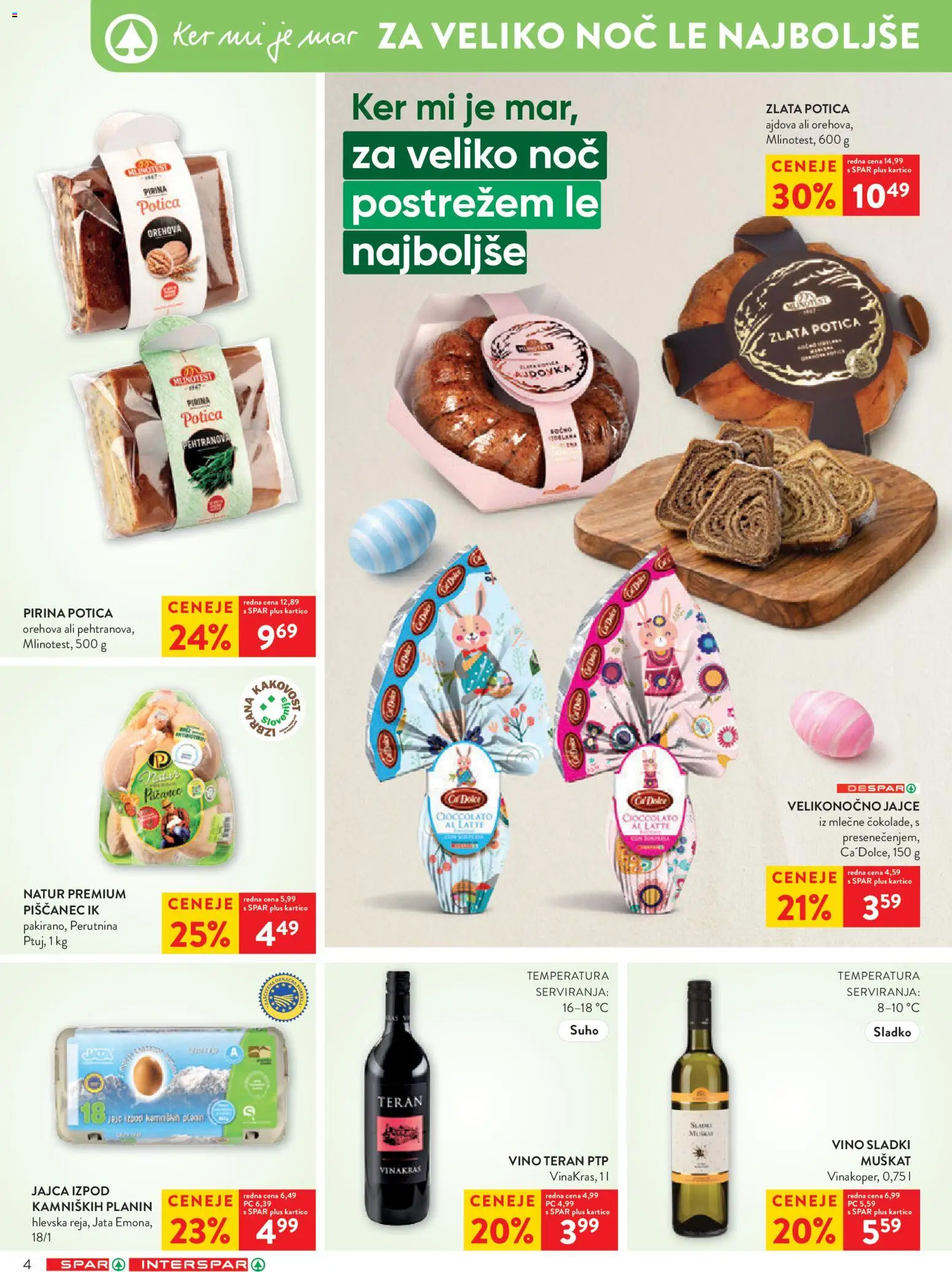 Novi Spar katalog ponudbe – veljaven od 01.04.2026 | Stran: 4 | Izdelki: Jajca, Vino
