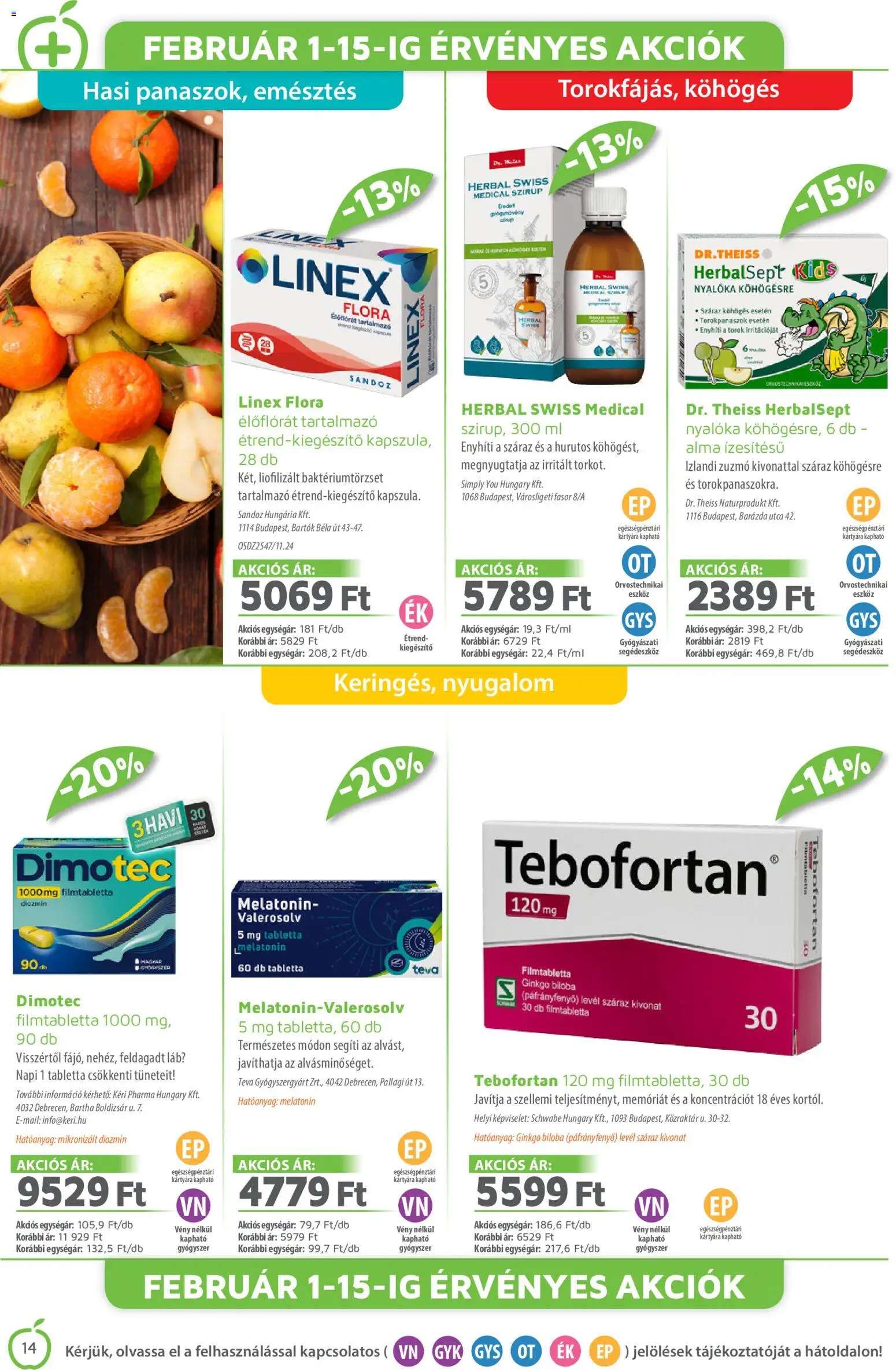Alma Gyógyszertárak akciós ujság - amely érvényes a következő dátumtól: 01.02.2026 | Oldal: 14 | Termékek: Nyalóka, Ginkgo biloba, Alma