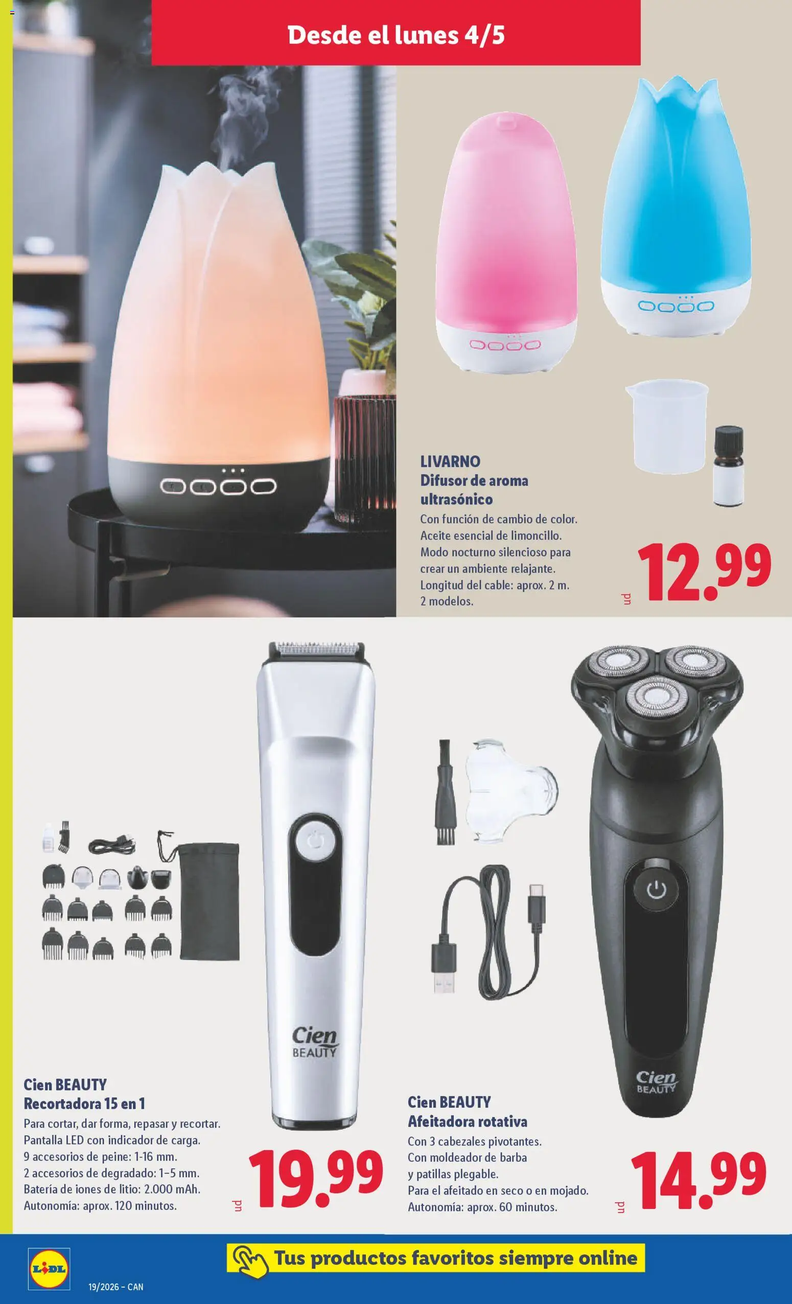 Lidl folleto de bazar │ válido desde el 04.05.2026 | Página: 14 | Productos: Aceite, Cable, Afeitadora, Batería
