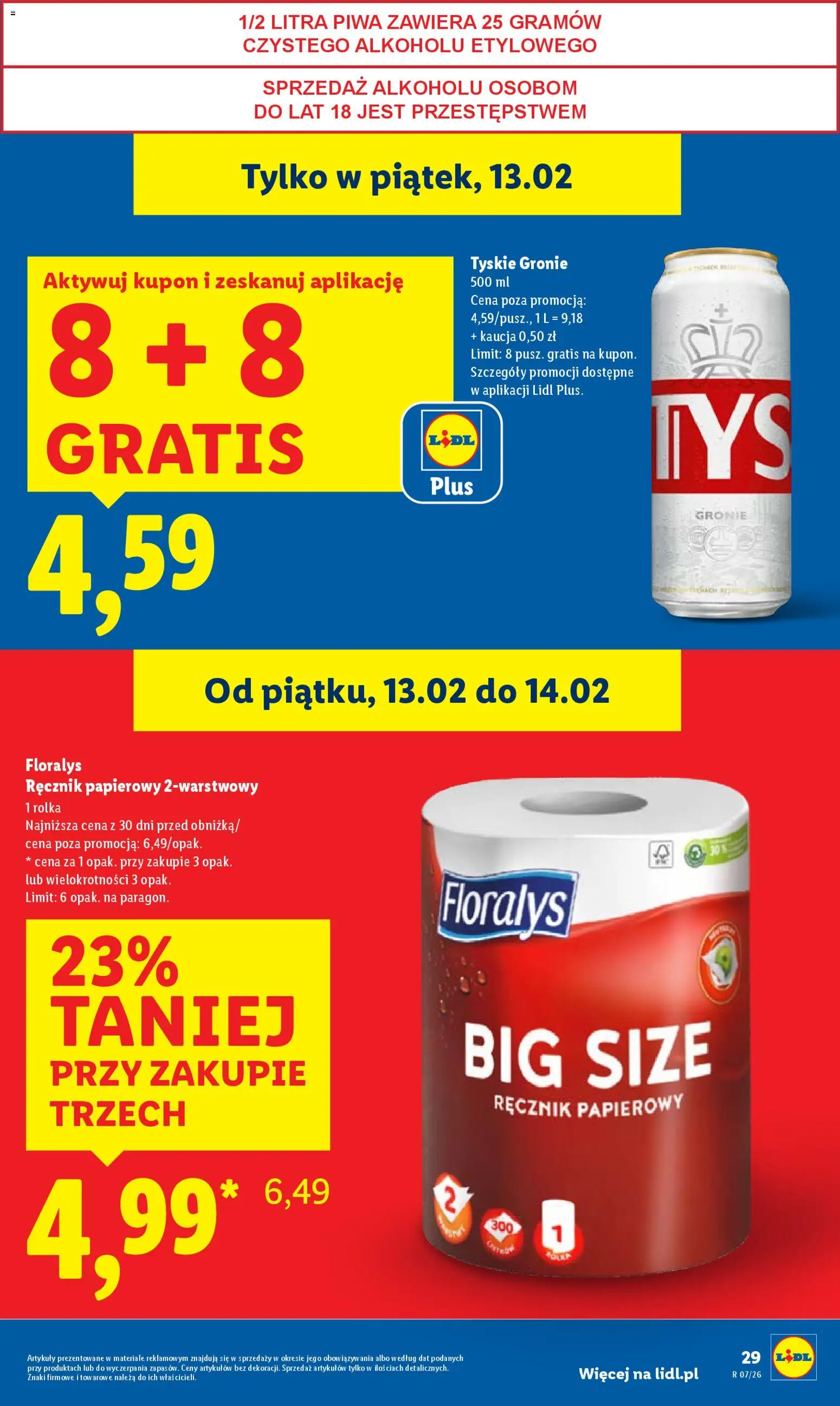 Lidl Gazetka od 12.02.2026 | Strona: 29 | Produkty: Tyskie, Ręcznik papierowy